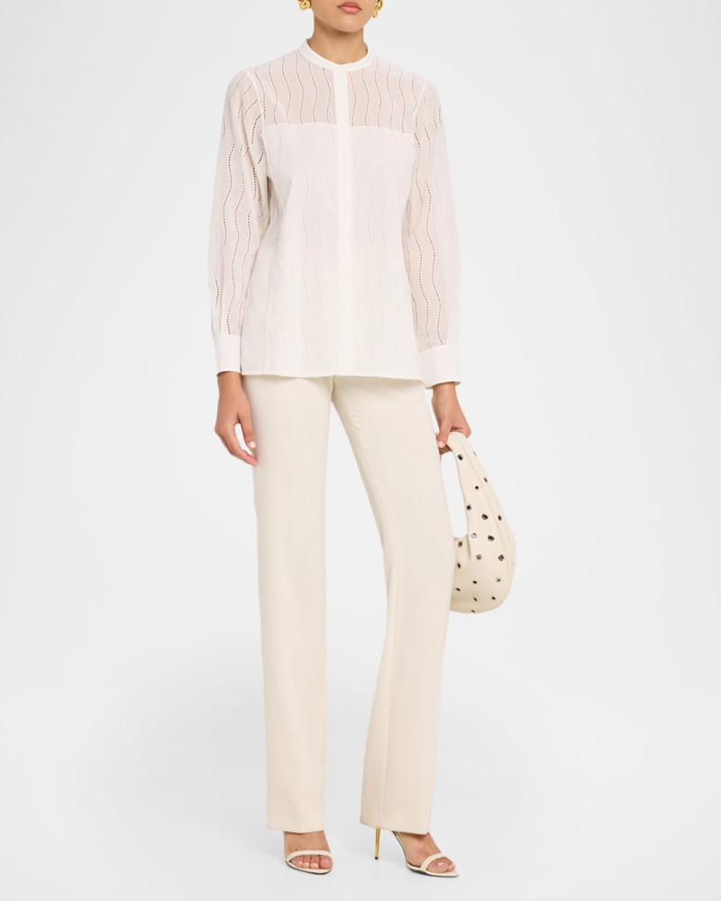 AKRIS Wave Broderie Anglaise Cotton Voile Blouse outlook