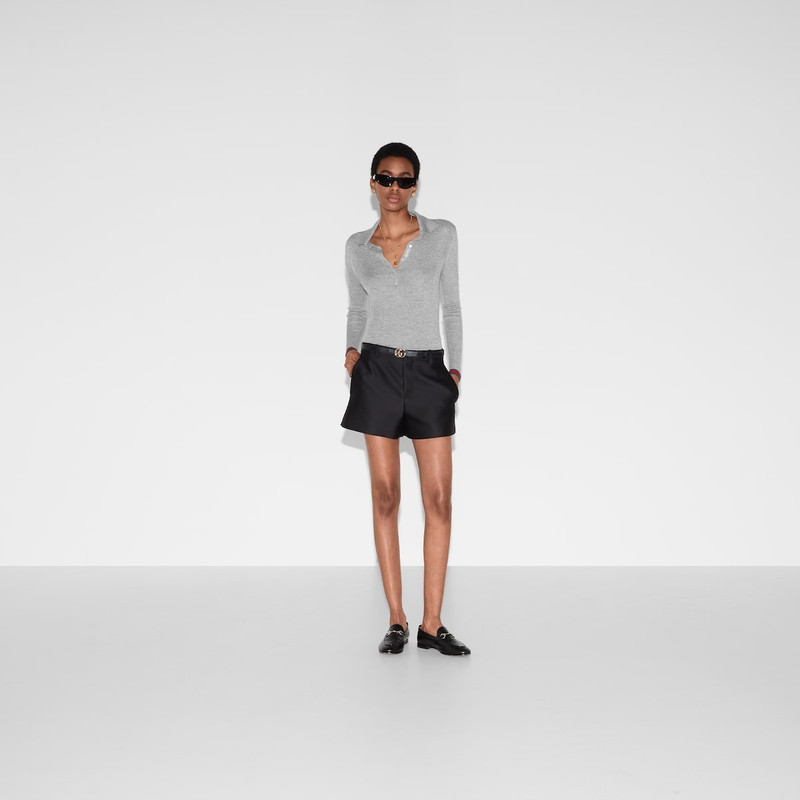 GUCCI Cashmere and silk polo top with Web outlook
