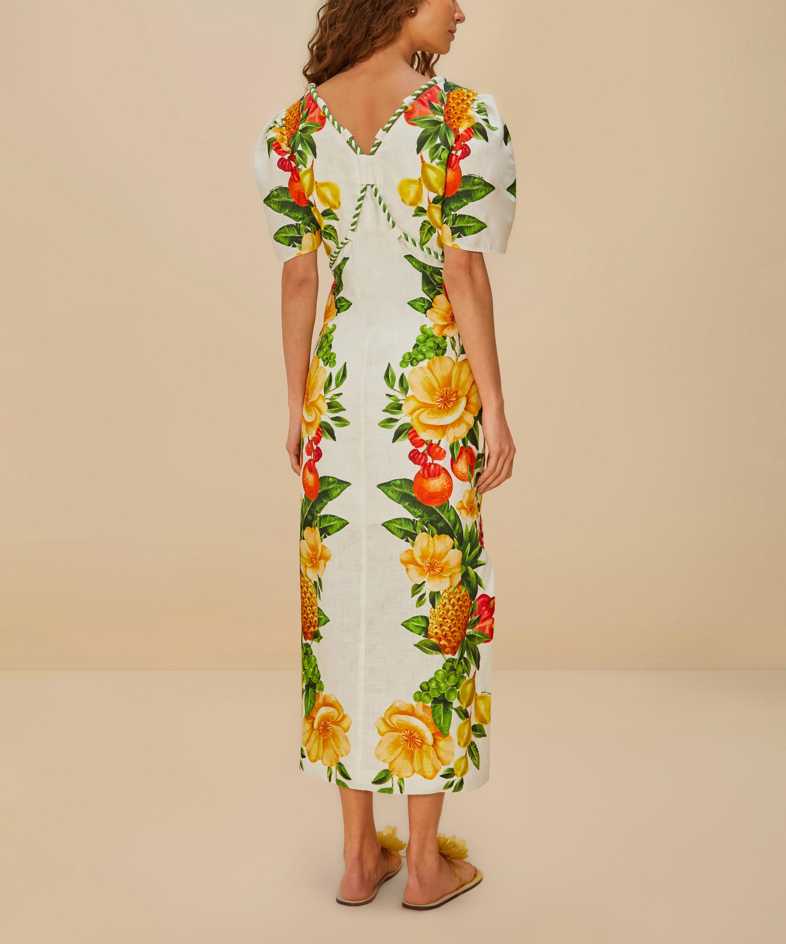 Off-White Picnic Flowers Short-Sleeve Maxi Dress - 2