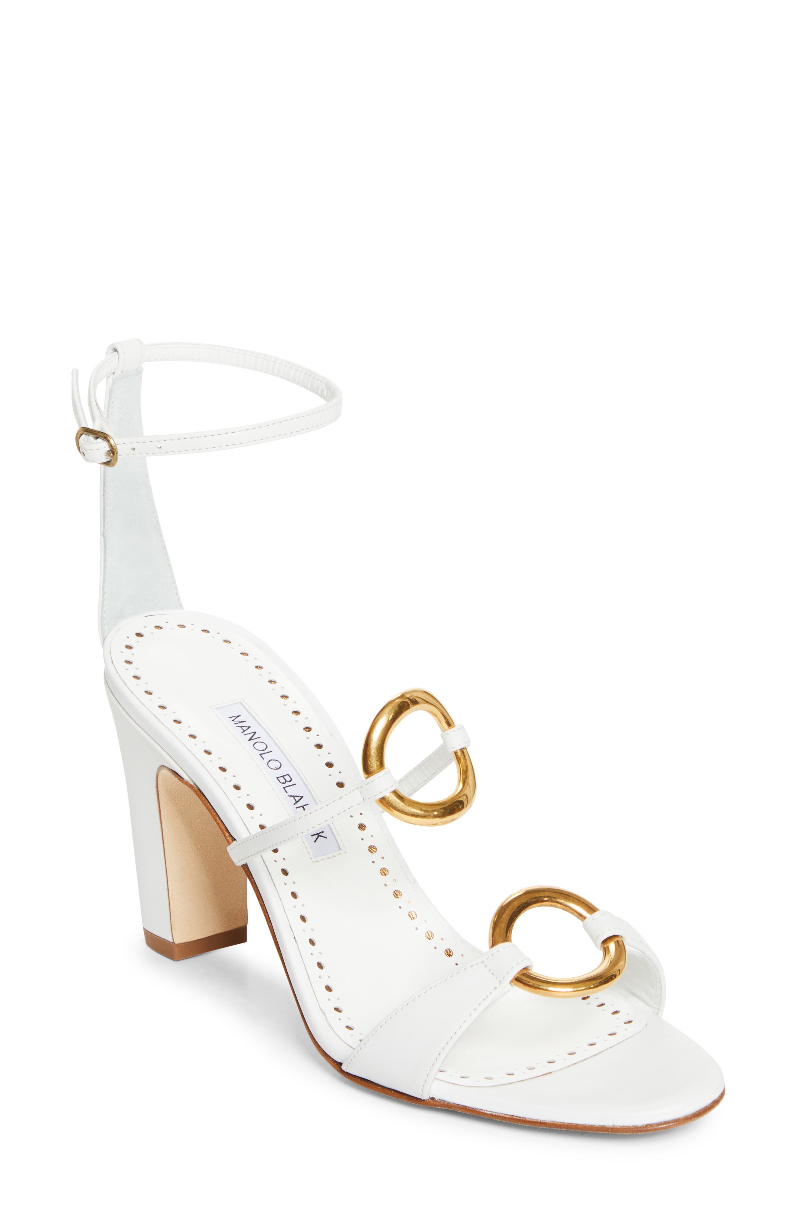 Manolo Blahnik Hisfahan Ankle Strap Sandal in White at Nordstrom - 1