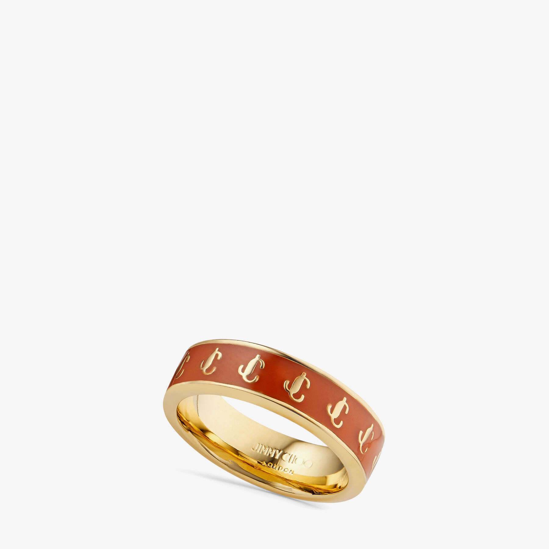 JC Enamel Ring
Gold-Finish Metal and Amber Orange Enamel JC Ring - 4