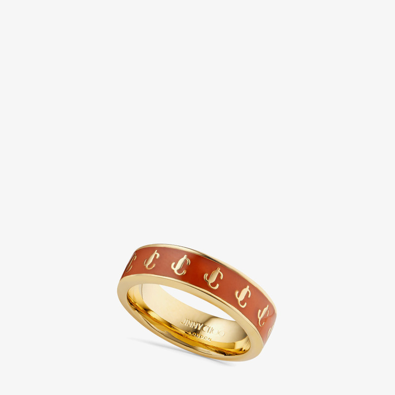 JC Enamel Ring
Gold-Finish Metal and Amber Orange Enamel JC Ring 4