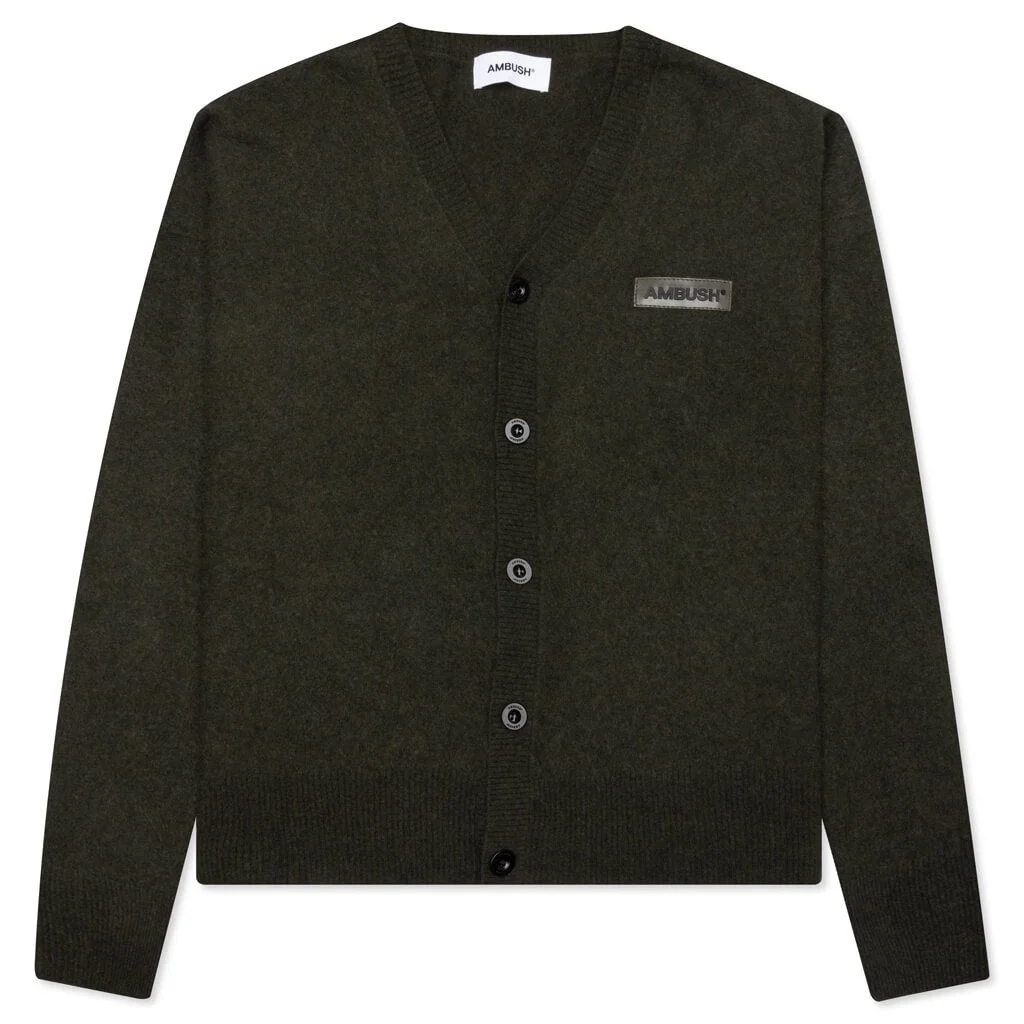 AMBUSH LOGO CARDIGAN KNIT - OLIVINE - 1