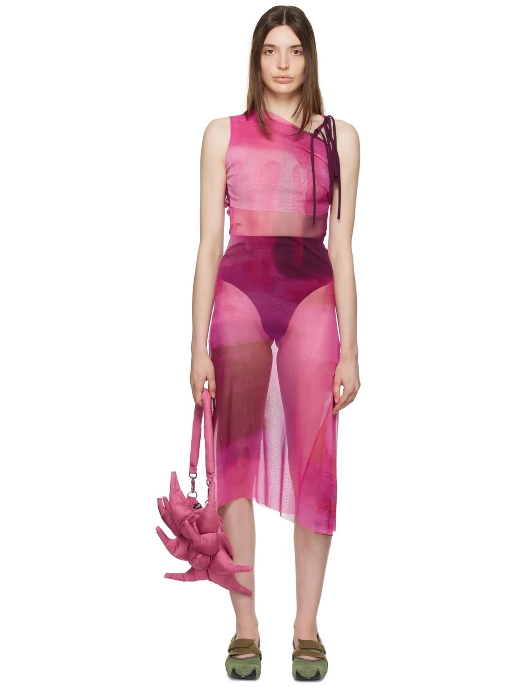 Pink Cutout Midi Dress - 1