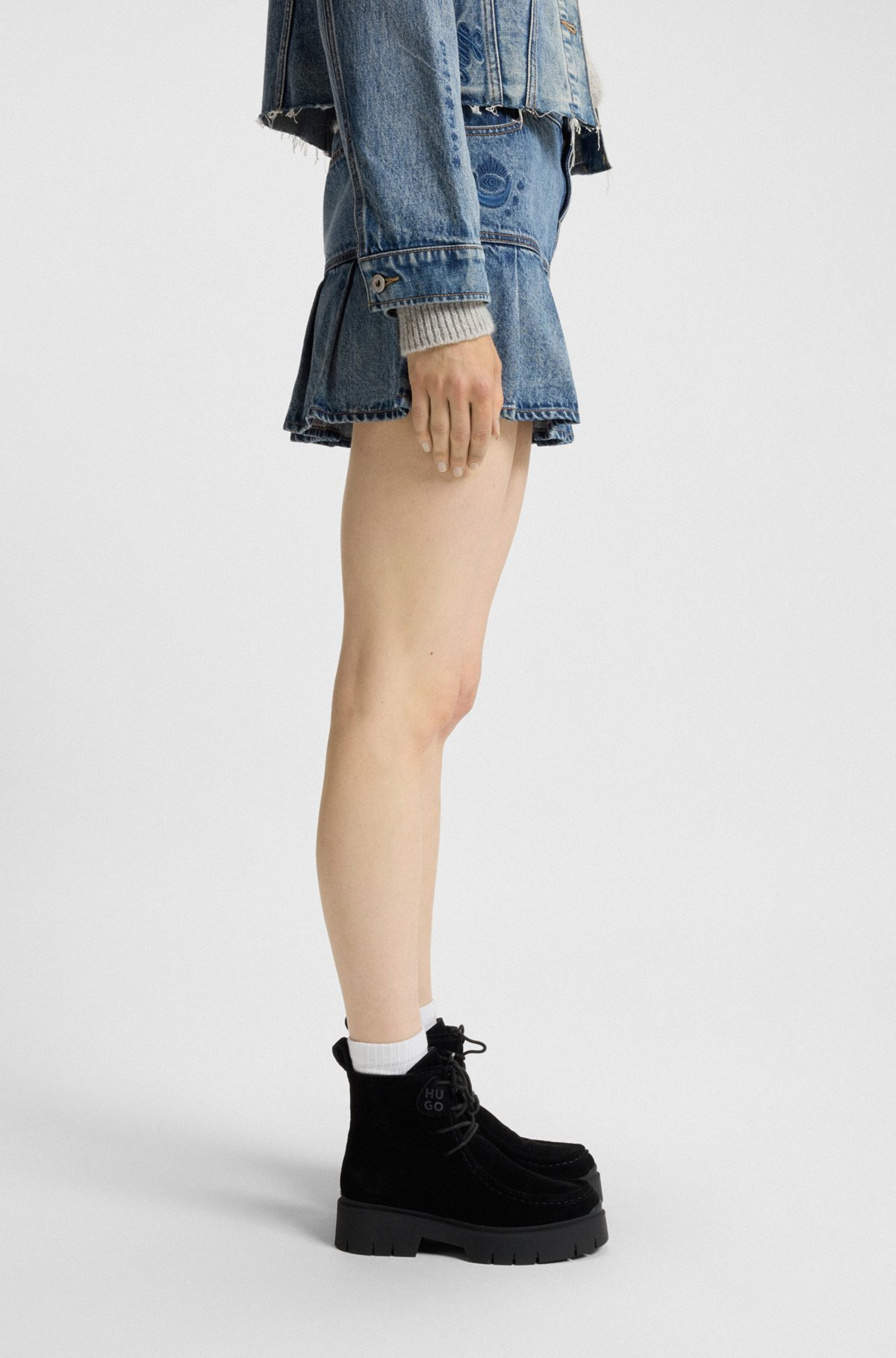 LACE-UP BOOTS IN SUEDE WITH REMOVABLE LOGO TAG - 4