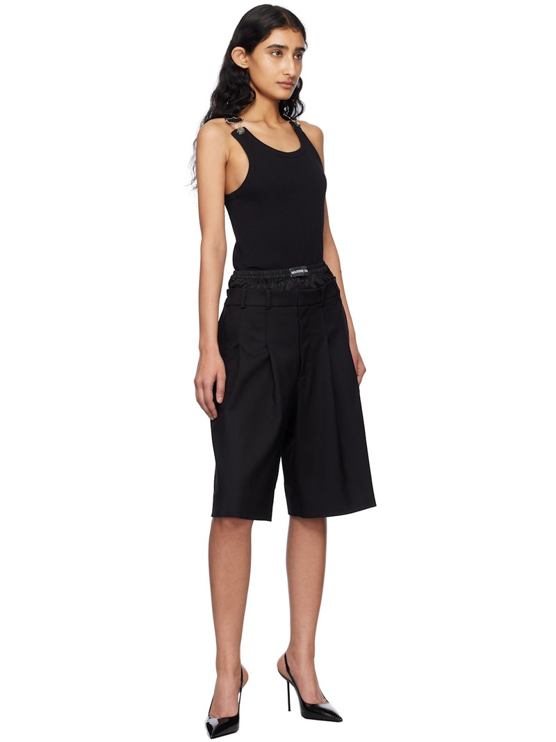 Marine Serre Black Virgin Wool Twill Shorts outlook