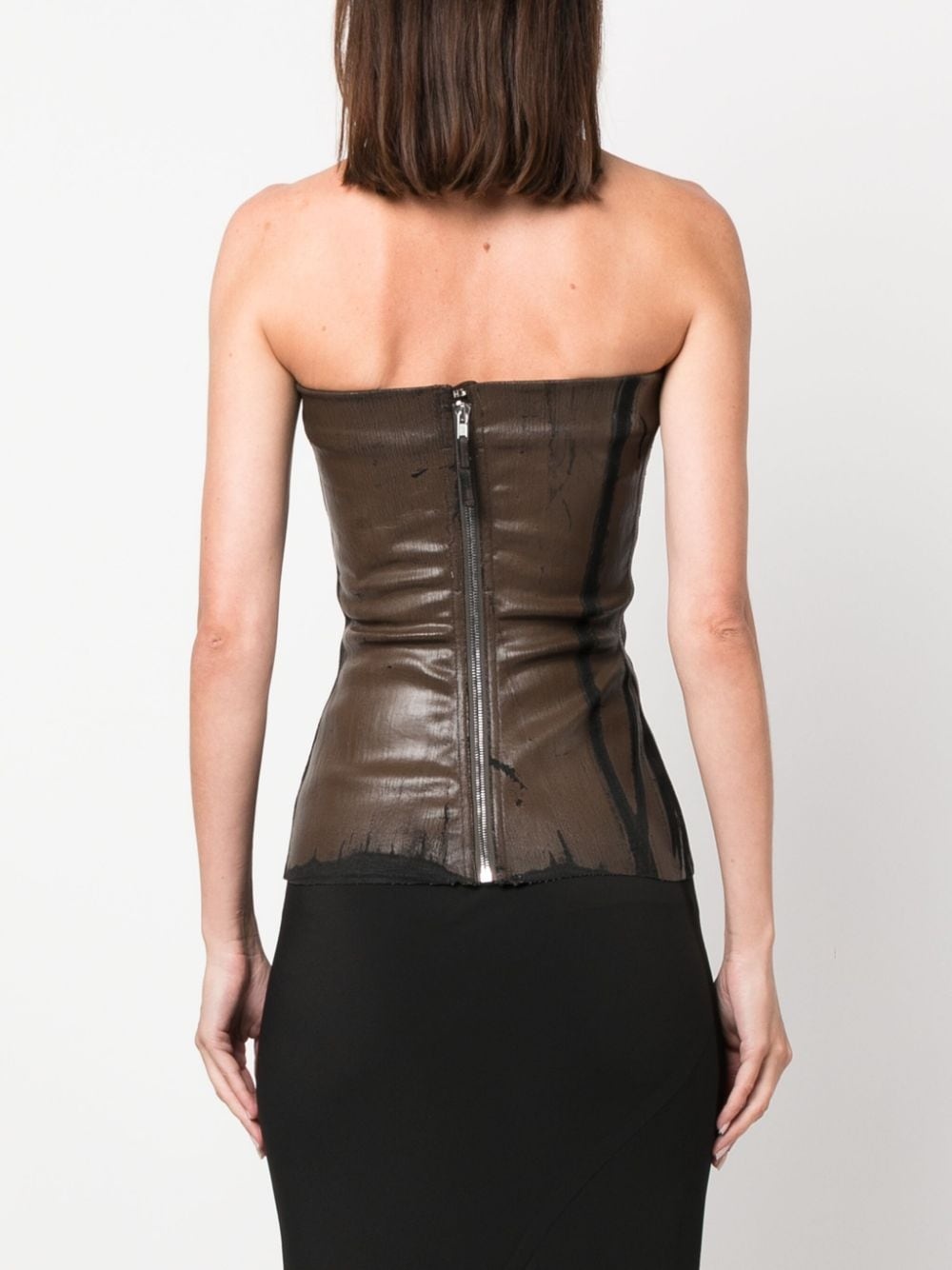 coated-finish cracked bustier top - 4