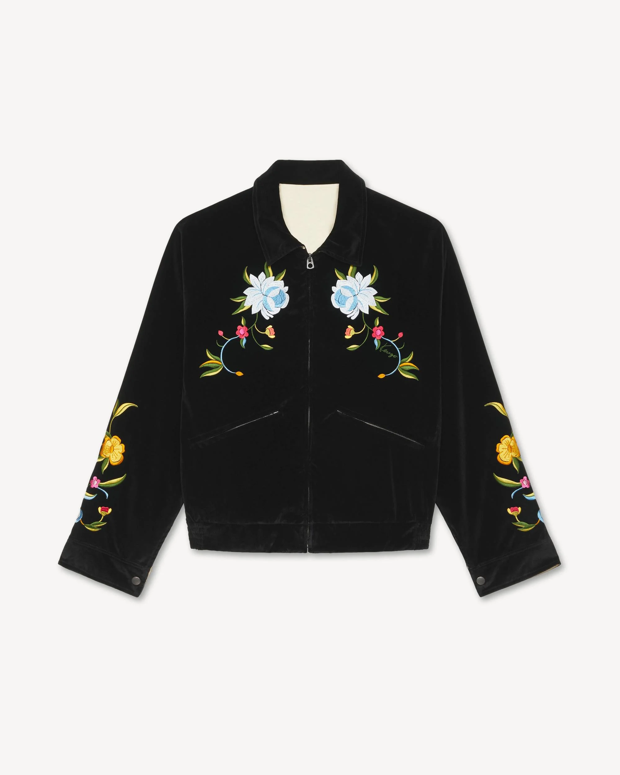 'KENZO Windflower' embroidered genderless souvenir jacket in cotton velvet - 1