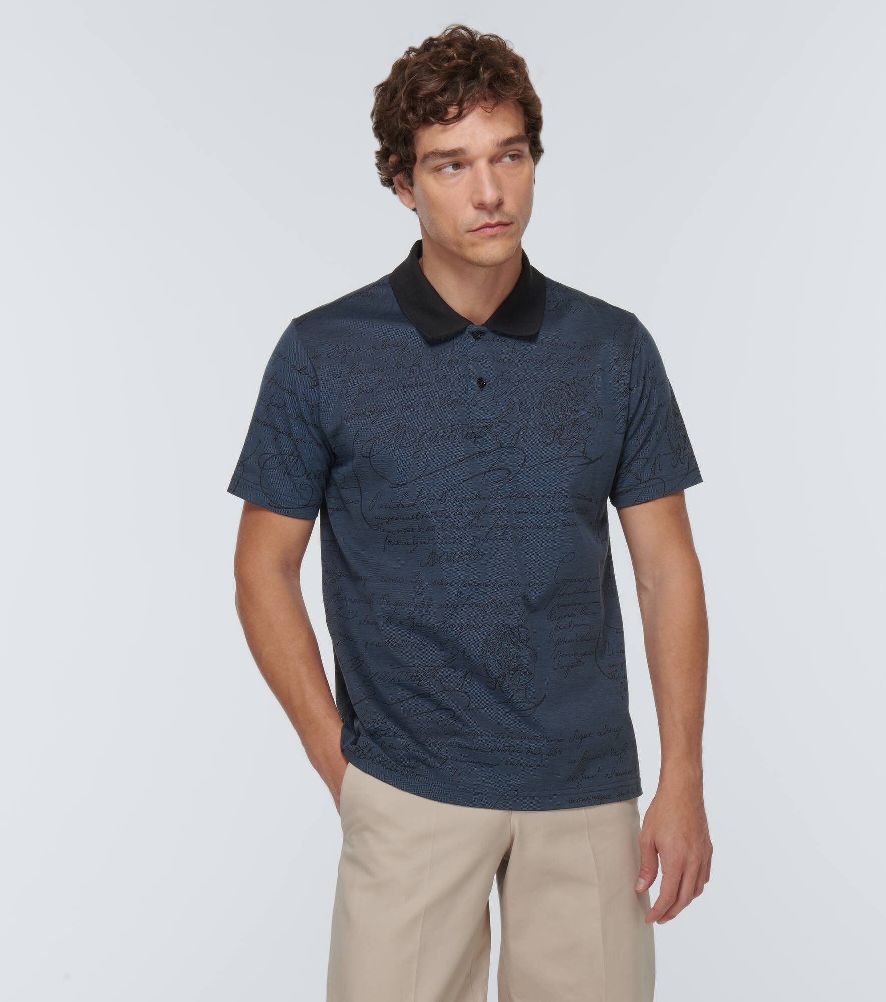 Scritto cotton piqué polo shirt - 3