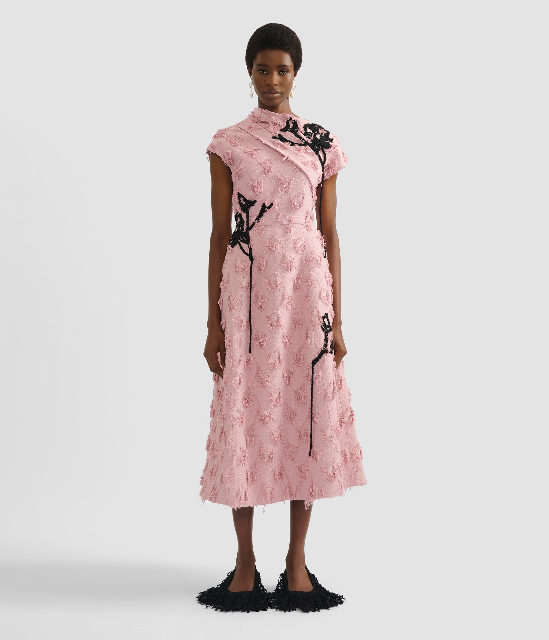 EMBROIDERED FIL COUPÉ JACQUARD ASYMMETRIC MIDI DRESS - 4