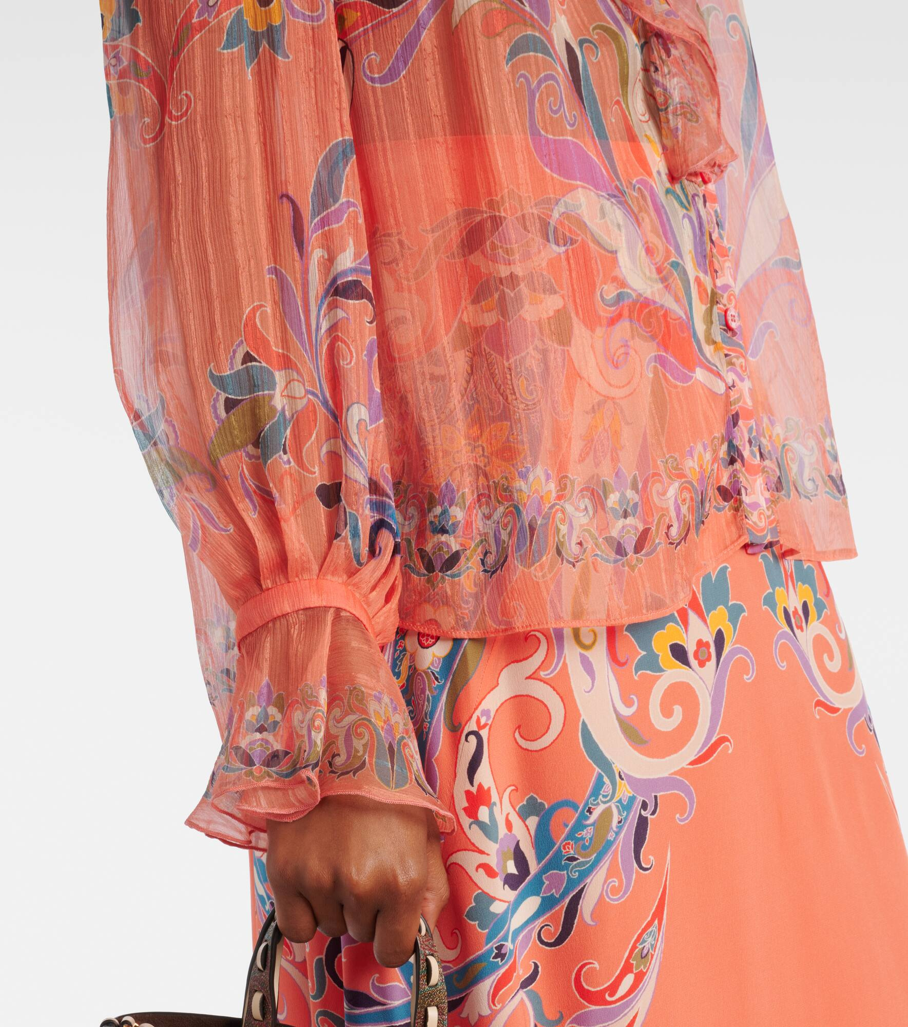 Printed ruffled silk blouse - 5