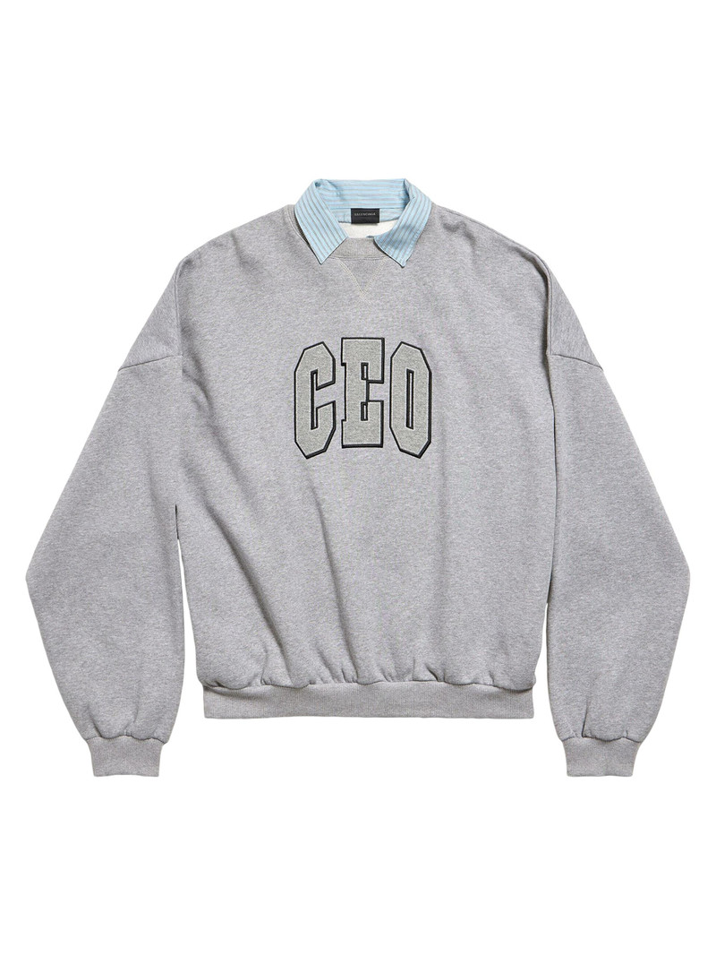 Women's Ceo Team Logo Collar Crewneck T-Shirt - Heather Grey 1
