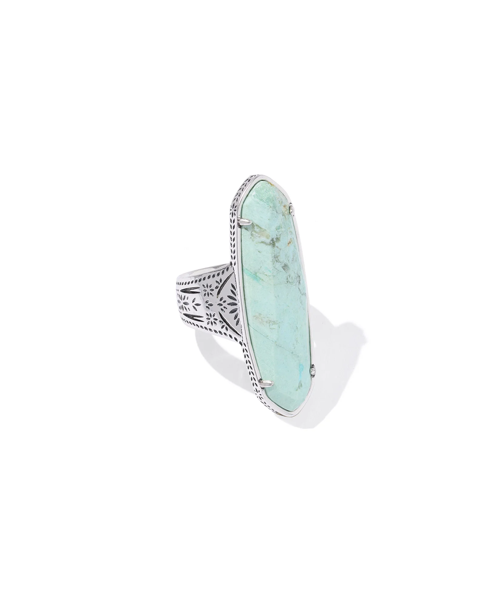 Danielle Elongrated Etch Frame Vintage Silver Ring - 1