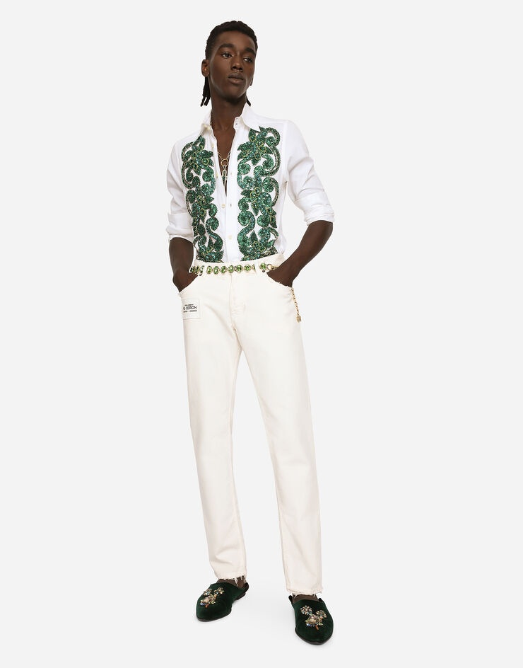 Regular-fit white denim jeans - 4