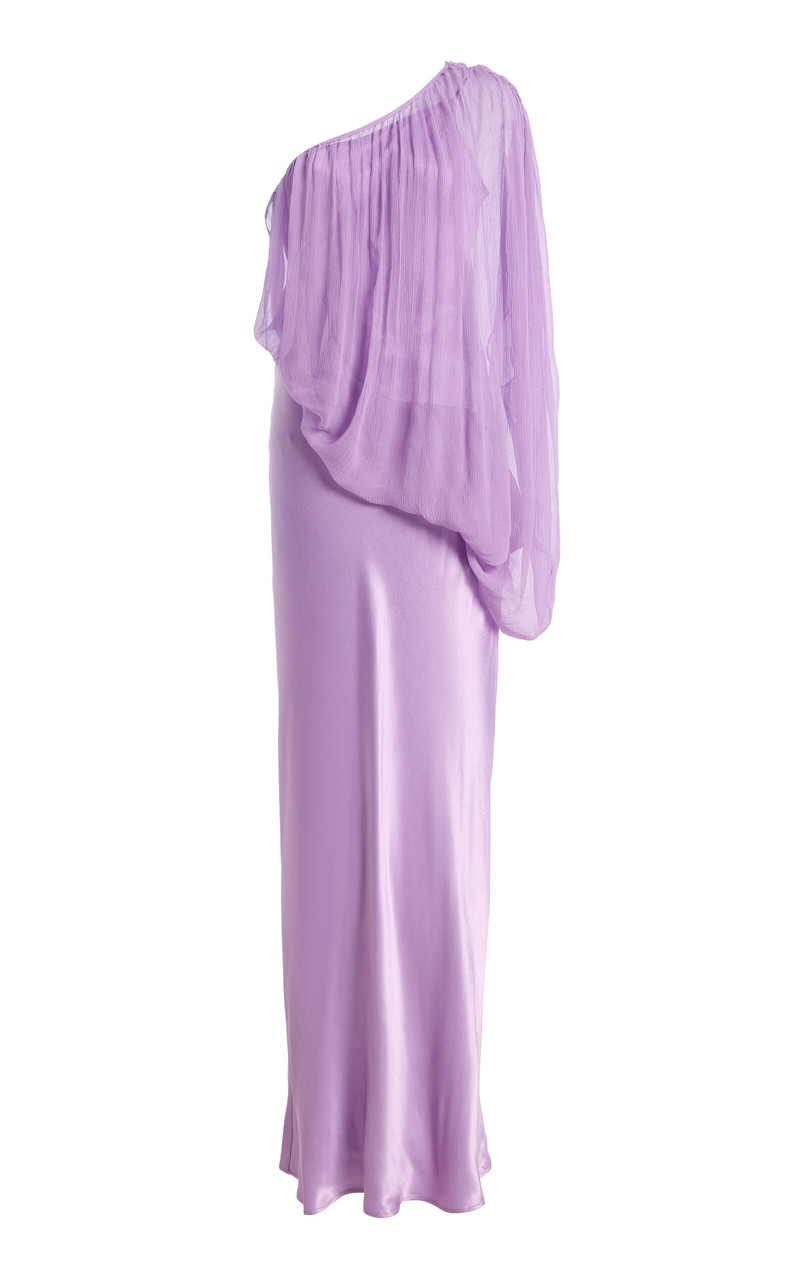 Exclusive Solstice One-Shoulder Chiffon Maxi Dress purple 1
