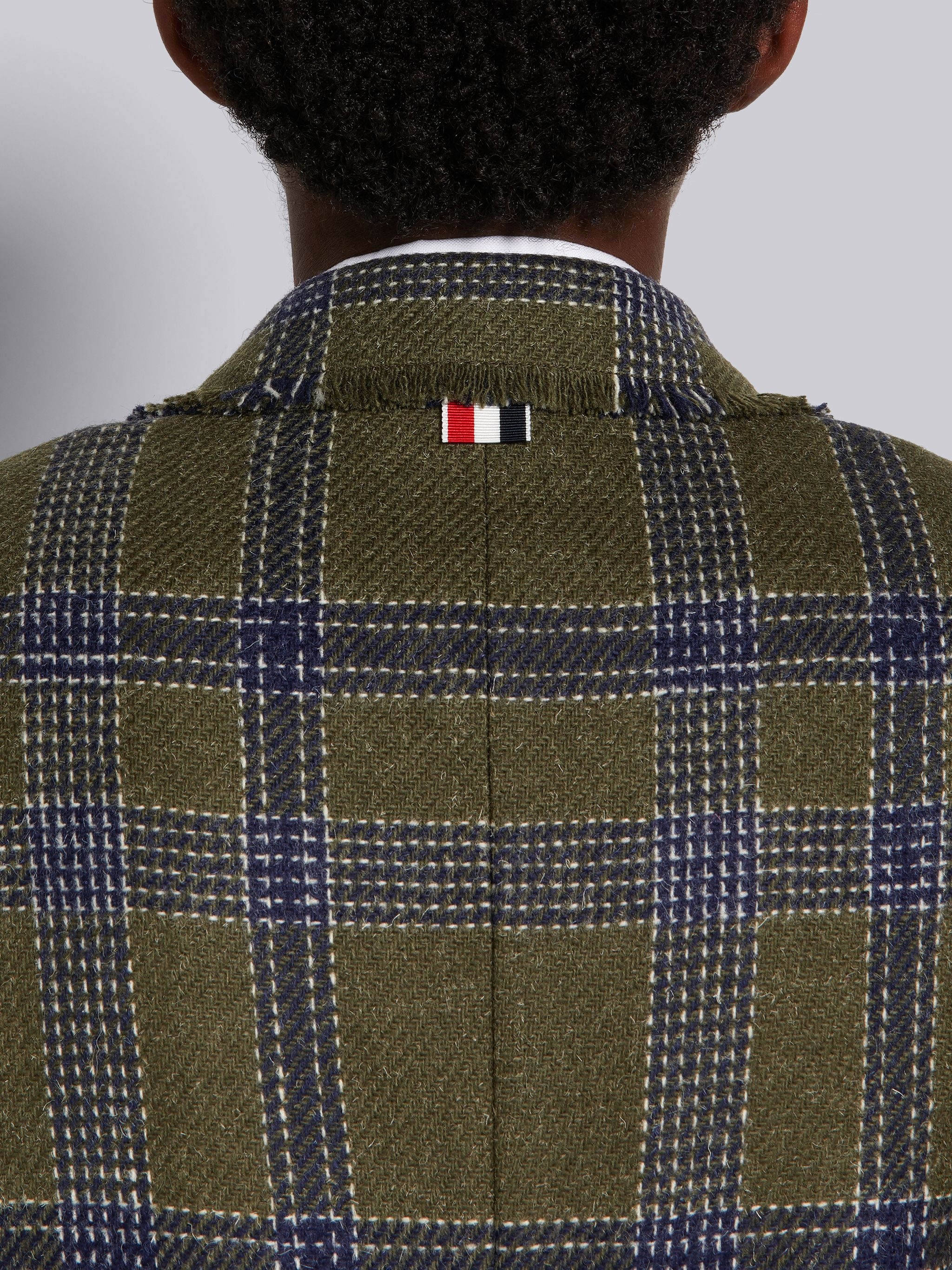 Dark Green Hairline Madras Check British Wool Frayed Nipped Waist Ticket Pocket Sport Coat - 4