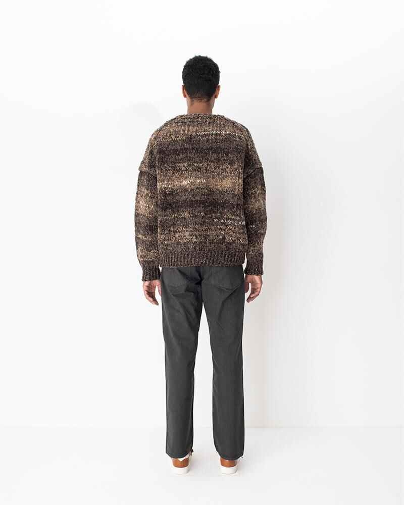 AMPLUS CREW L/S GRADIENT HAND-KNIT BROWN - 4