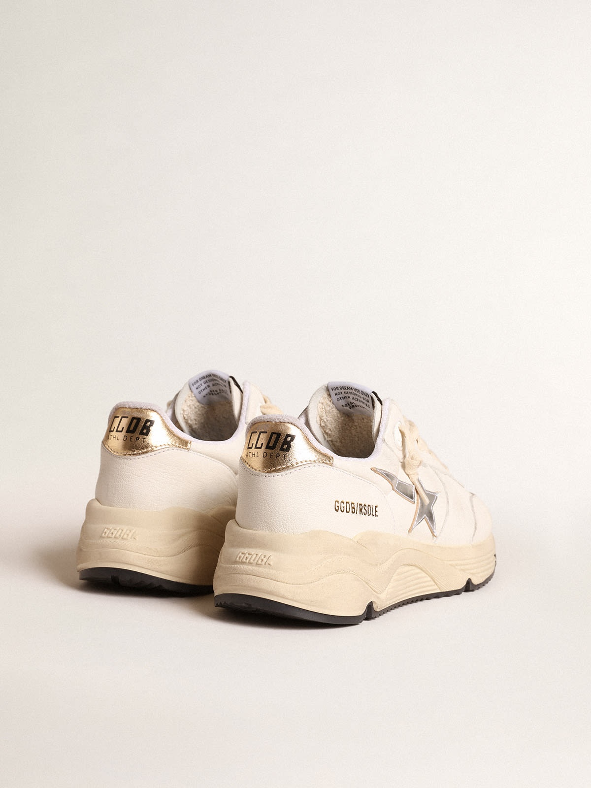 Running Sole in nappa with silver star and gold leather heel tab - 4