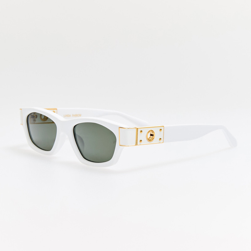 LINDA FARROW Clara Sunglasses in White outlook