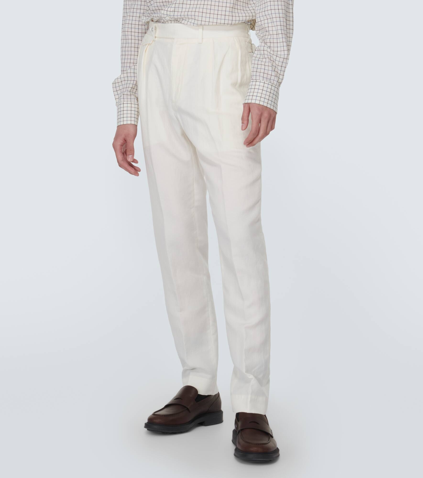 Silk and linen straight pants - 3