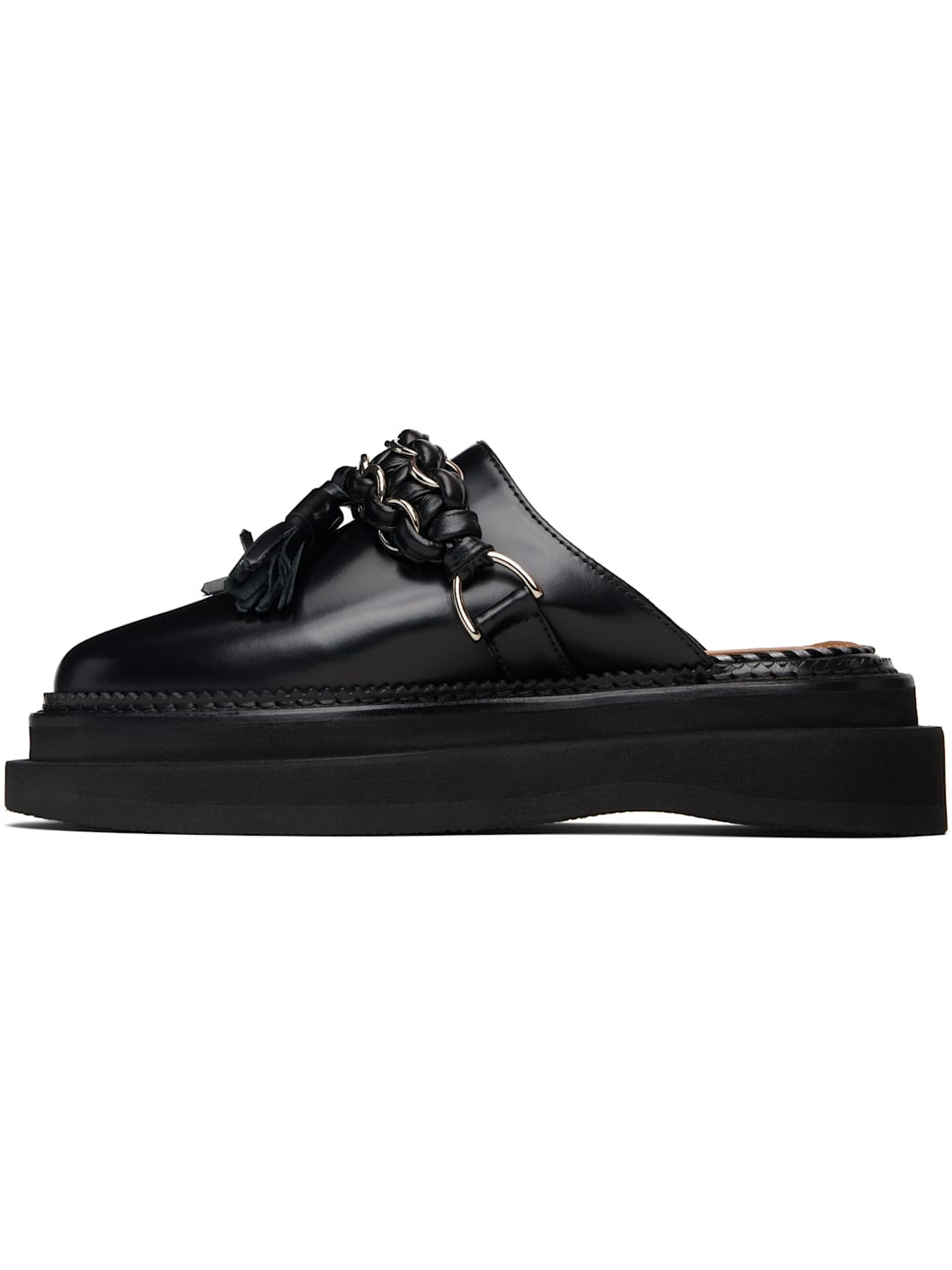 Black Leather Slip-on Loafers - 3