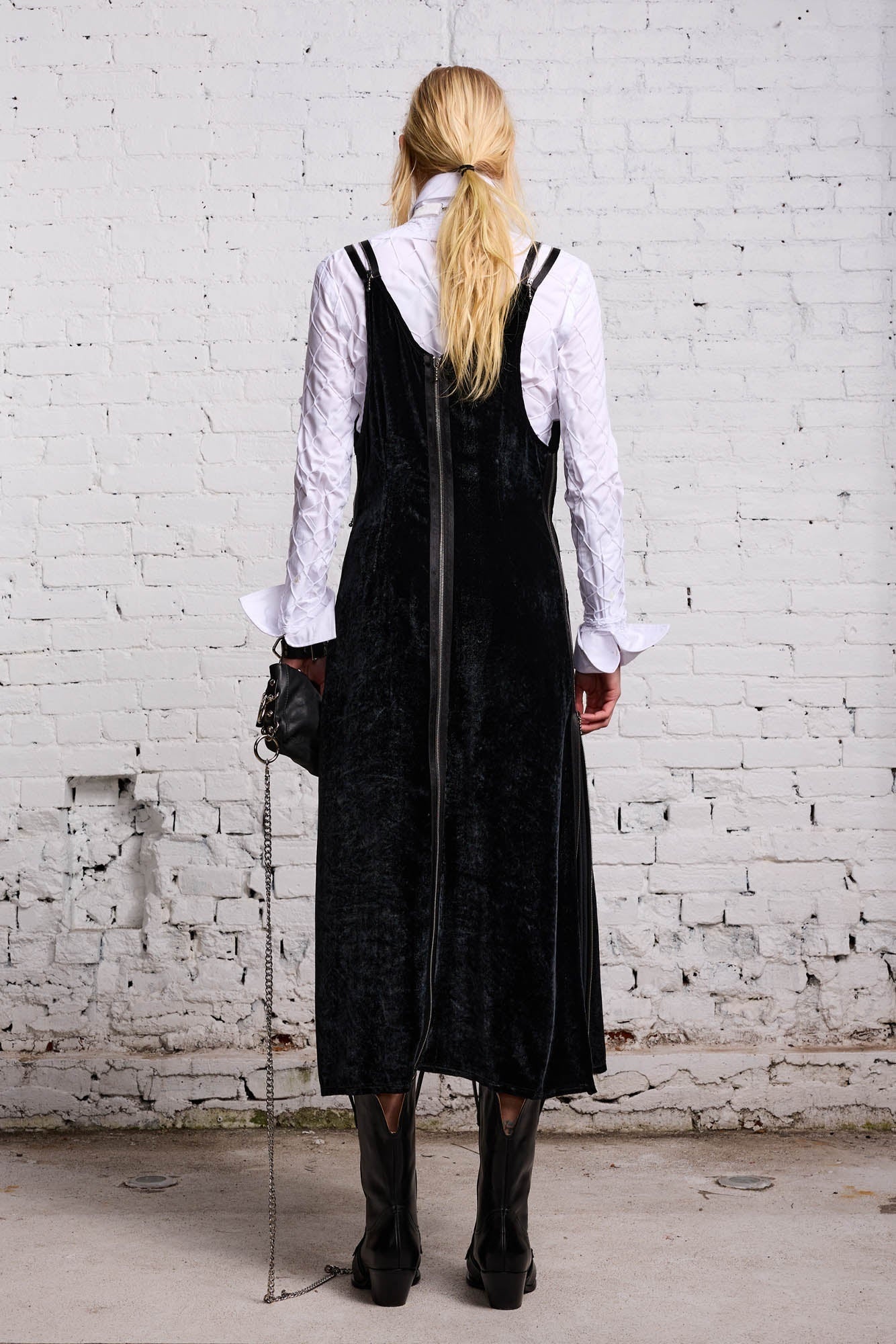 ZIPPER GRUNGE SLIP - BLACK VELVET - 4