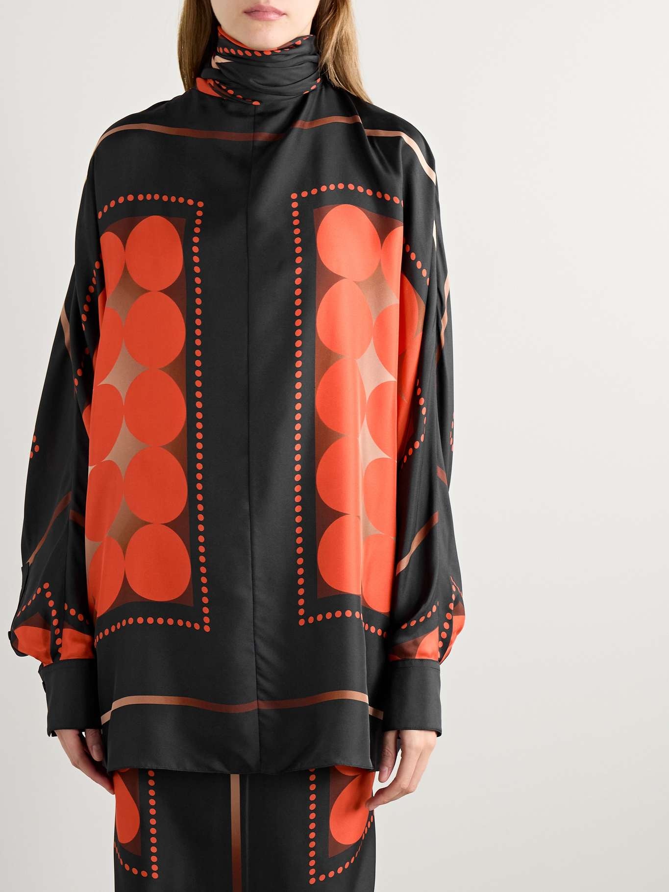Bex tie-neck printed silk-twill blouse - 3