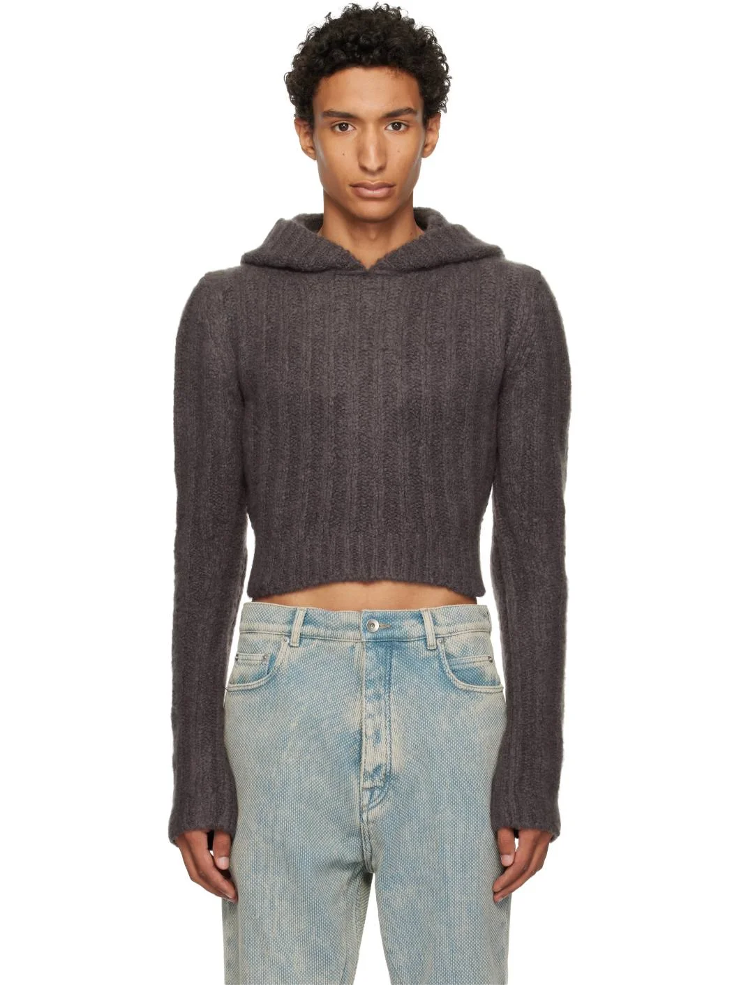 Gray Tower Cropped Hoodie - 1