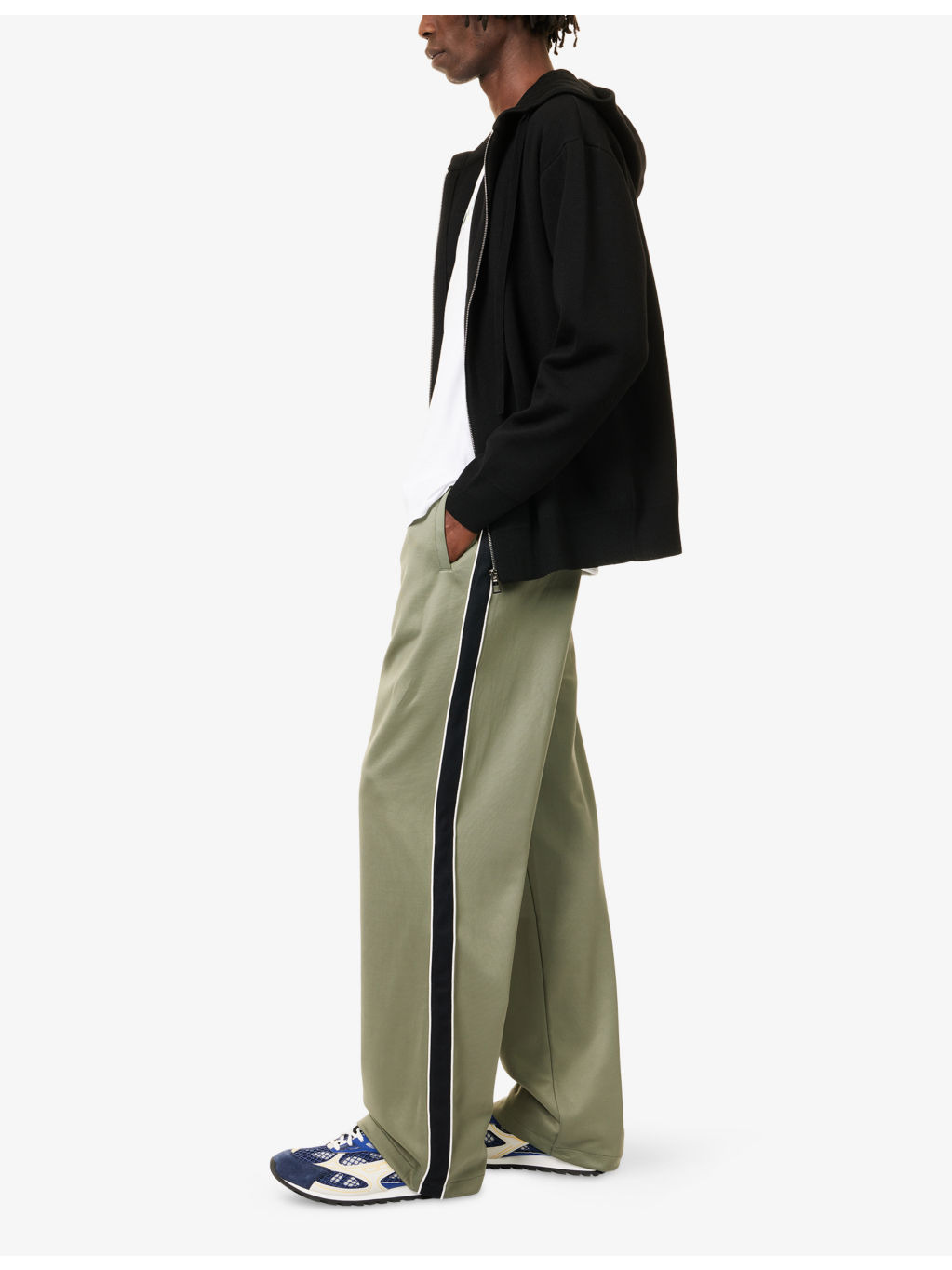 Contrast-Panel Straight-Leg Woven Jogging Bottoms - 2