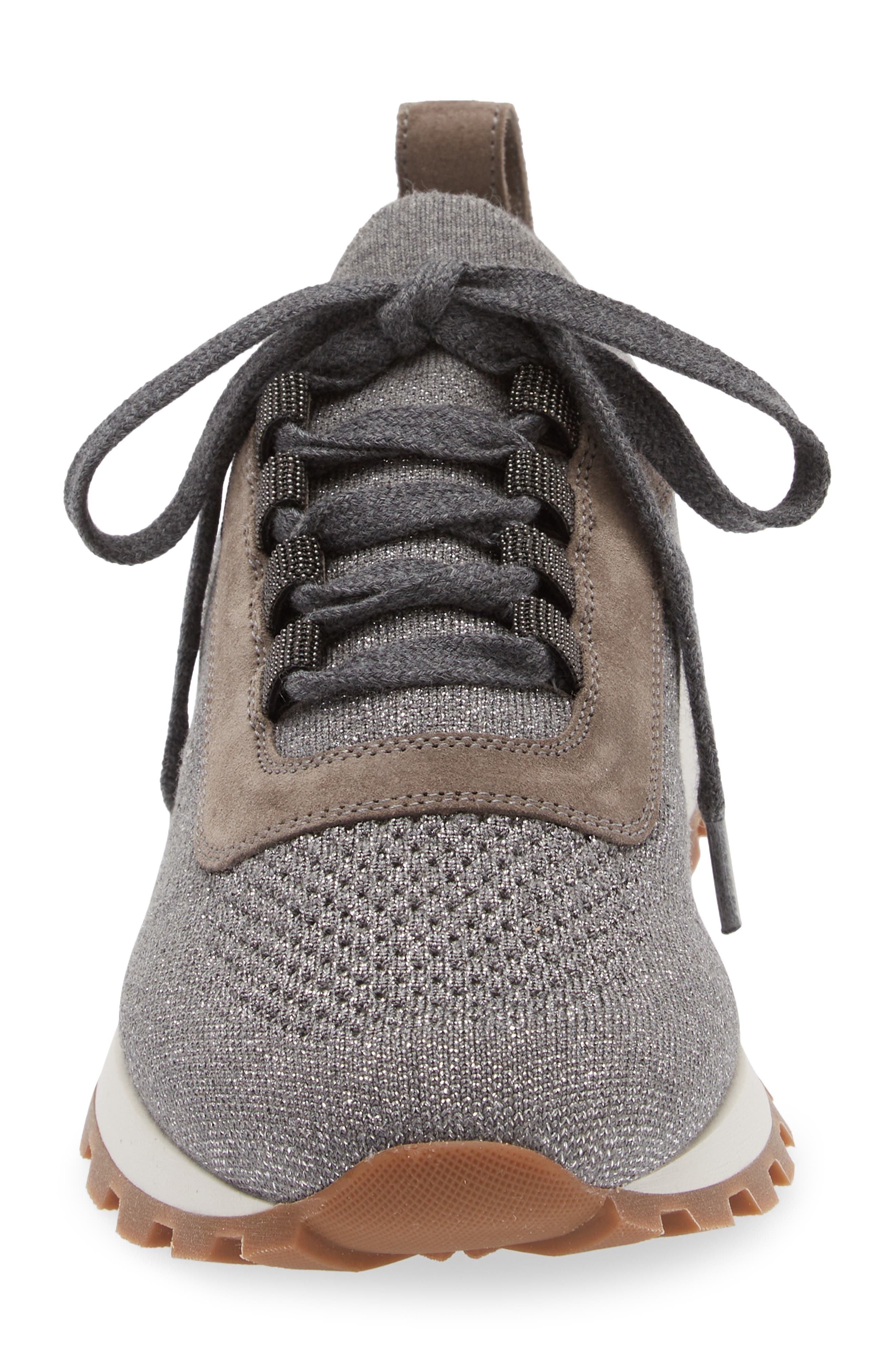 Monili Metallic Knit Lace-Up Sneaker - 4