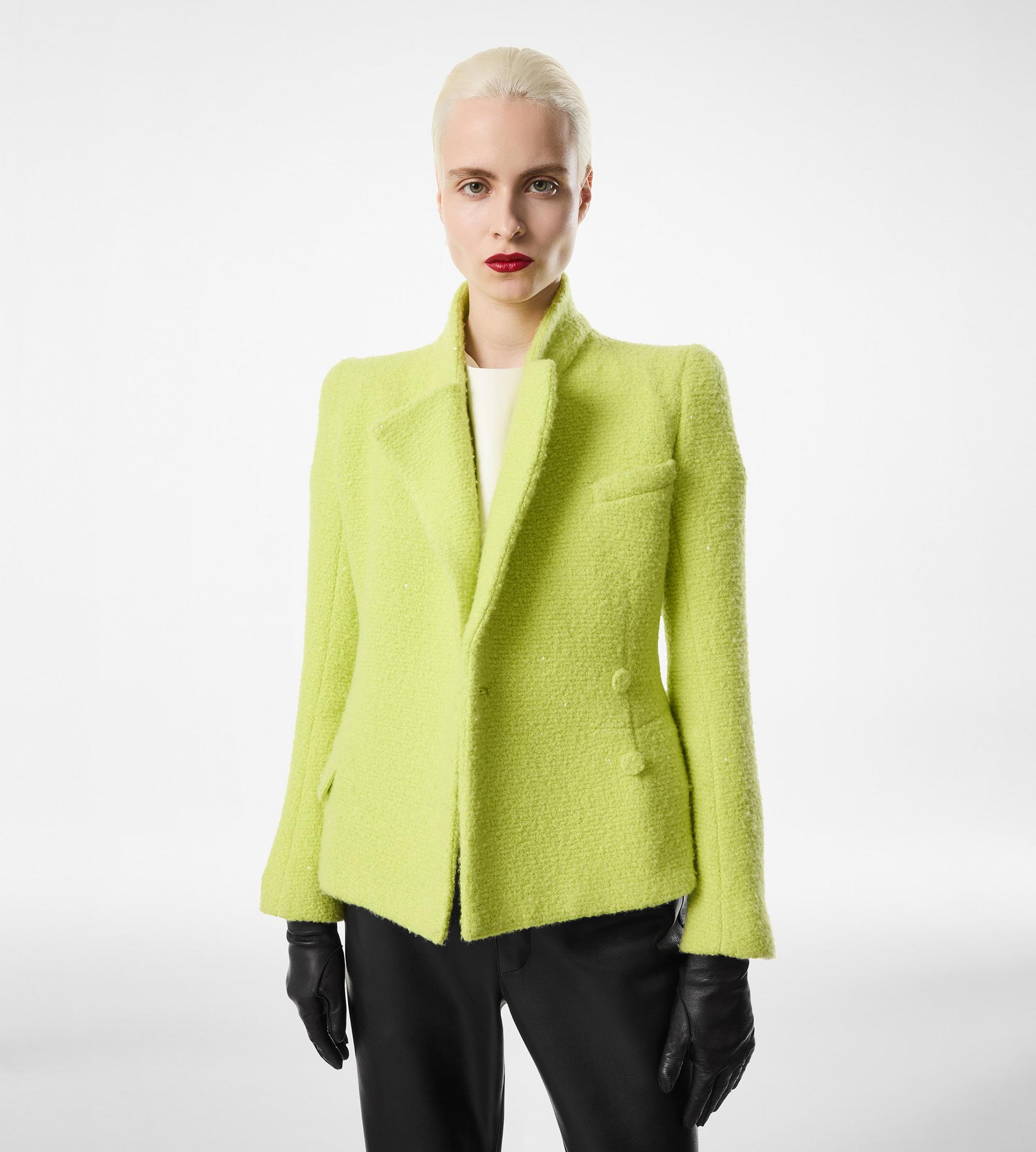 SEQUINED WOOL CASHMERE AND SILK BLEND TWEED WRAP JACKET - 3