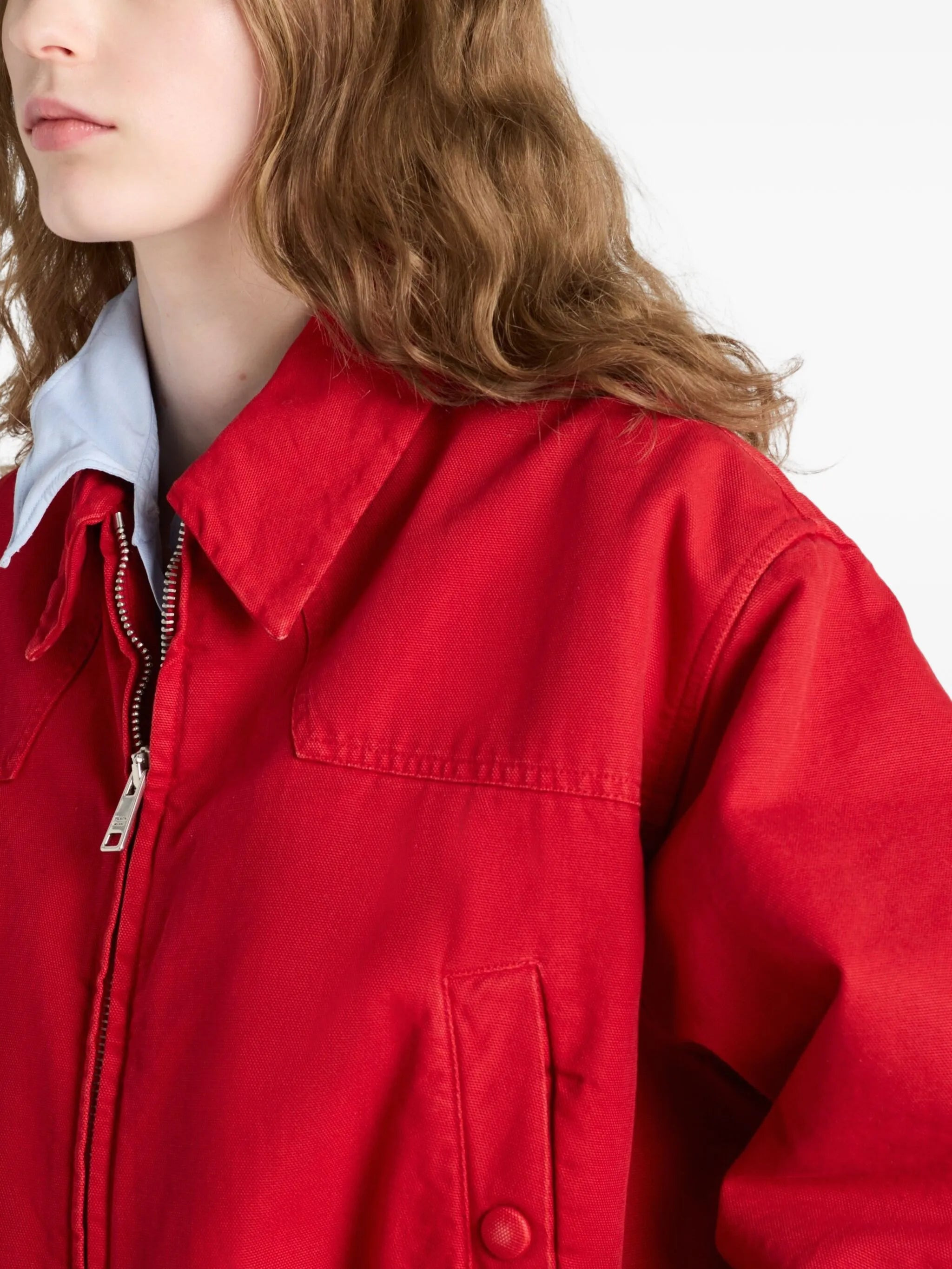 Red denim bomber jacket - 4