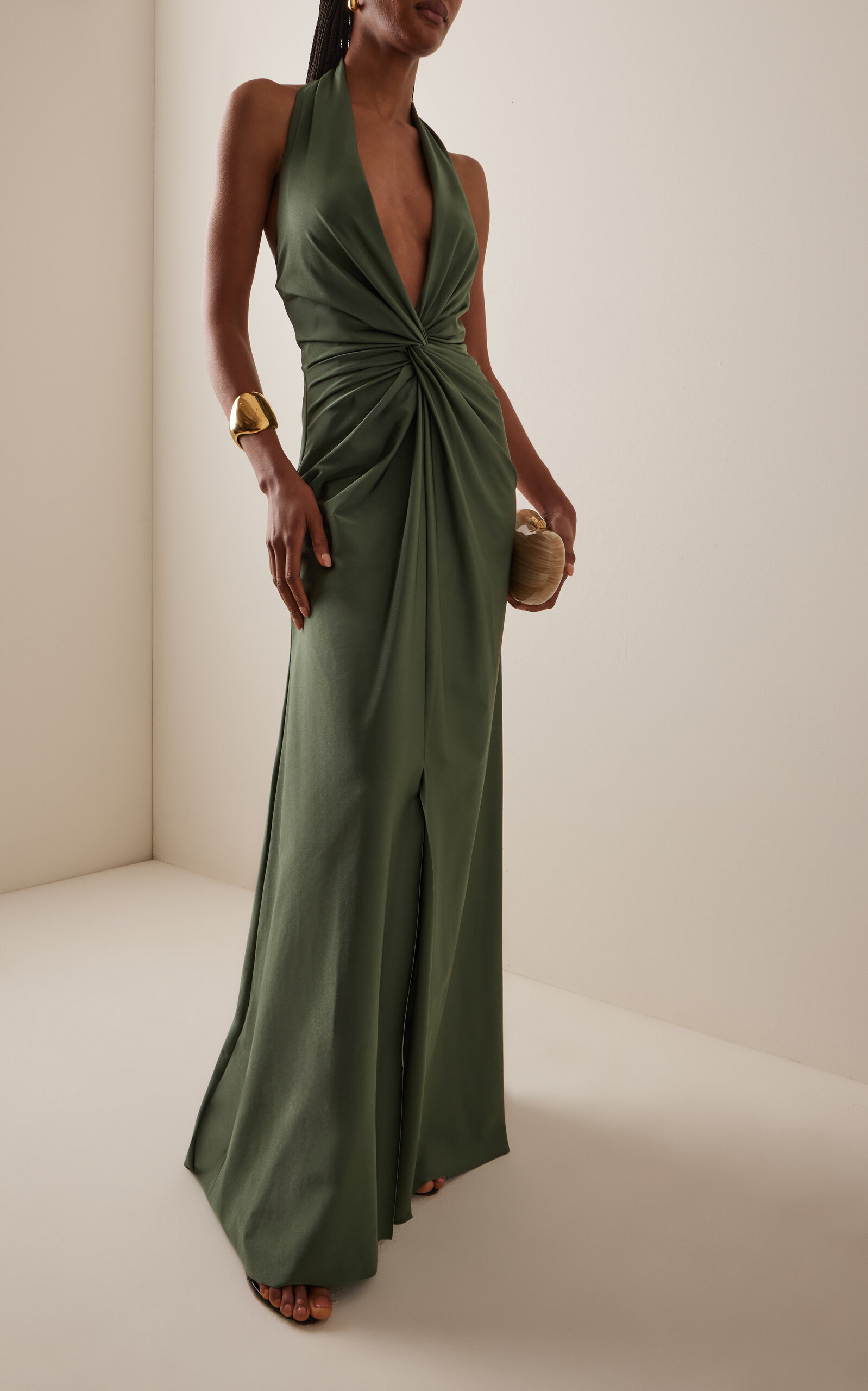 Mendra Gathered Jersey Maxi Dress green - 3