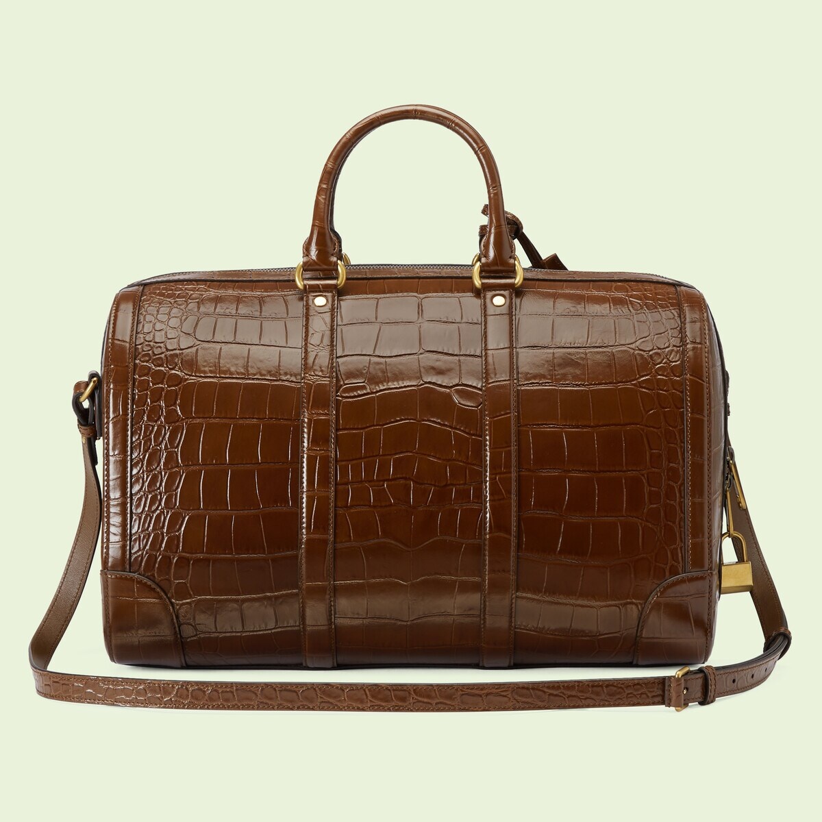 Crocodile duffle bag with Double G - 4