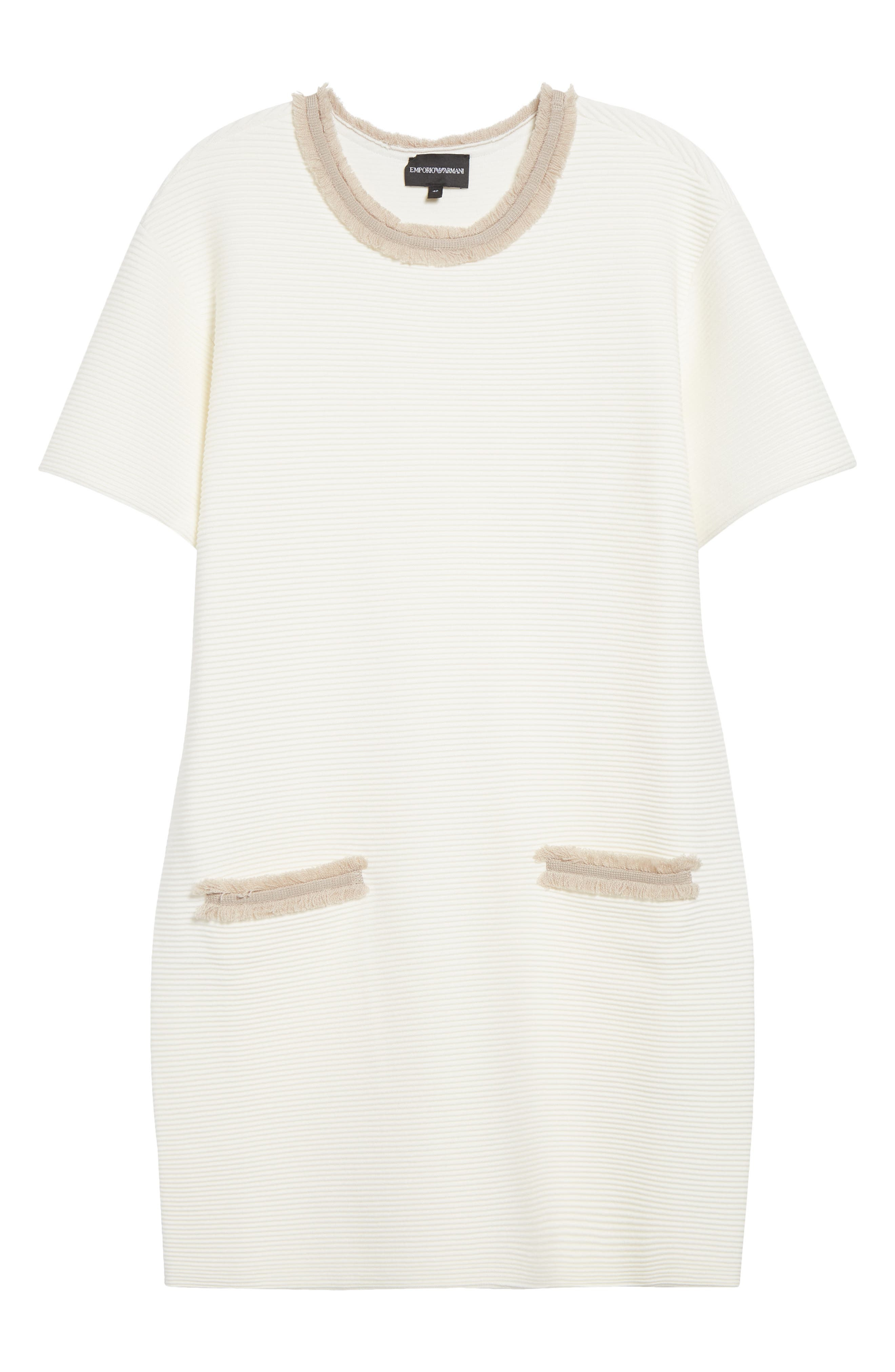 Emporio Armani Fringe Trim Dress in Solid White at Nordstrom - 5