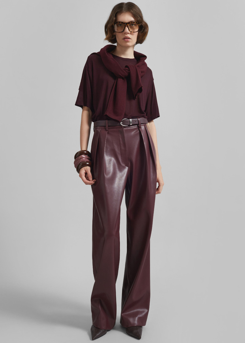 Helsinki Faux Leather Pants - Burgundy 6