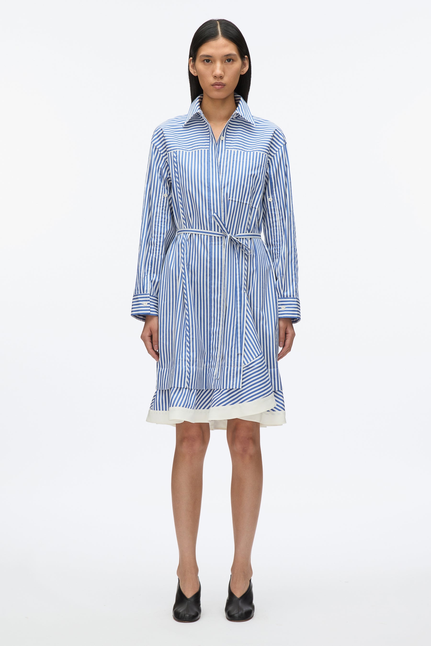 Stripe Shirt with Cascade Sleeves - 2