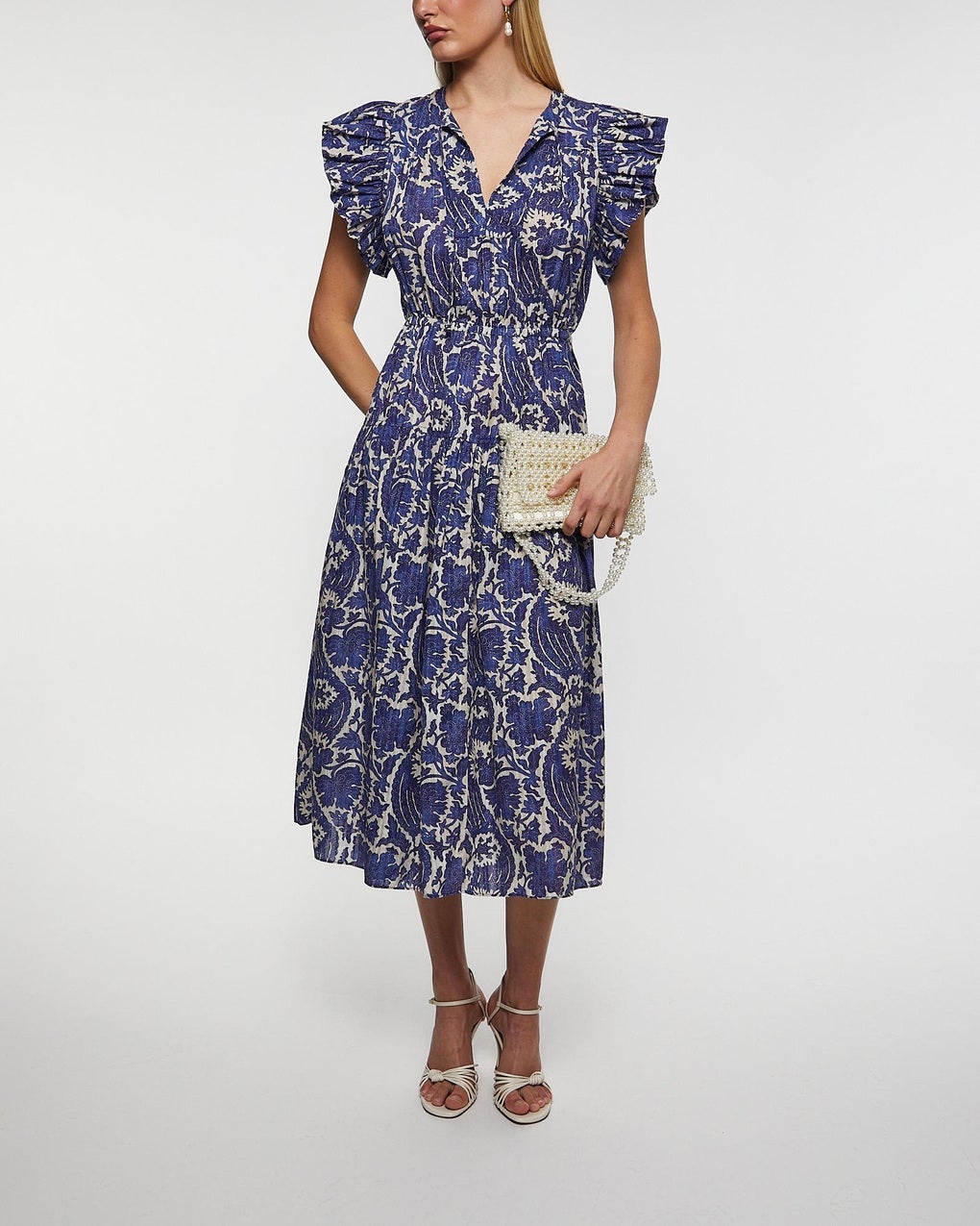Dress Kairi Flutter Sleeve Midi  Blue - 3