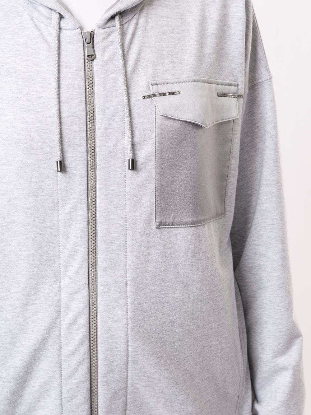 contrast-pocket zipped hoodie - 5