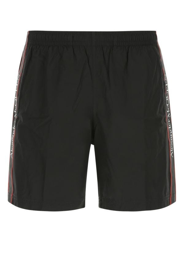 Black nylon swimming shorts - 1
