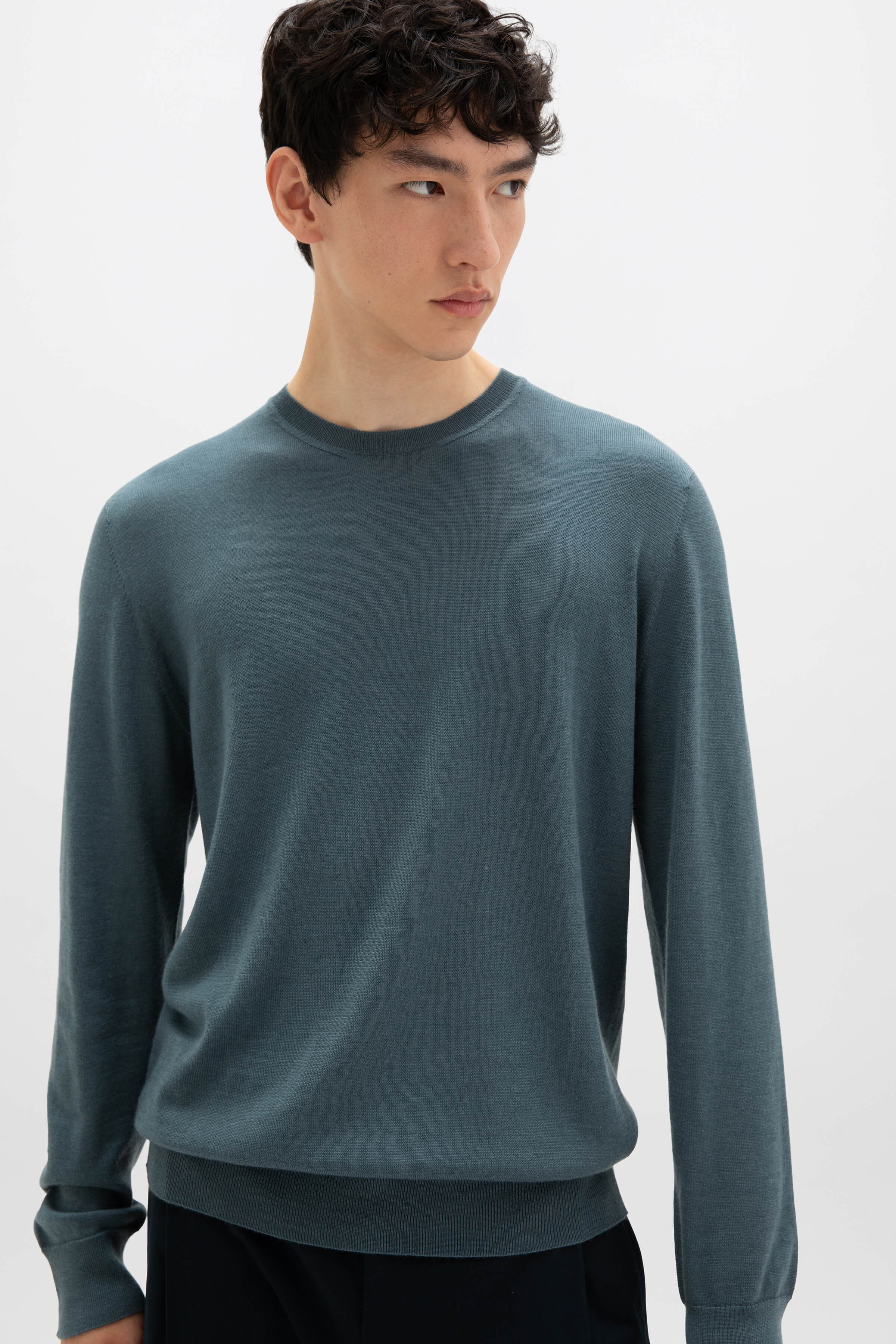 Merino Round Neck Green Jumper - 2