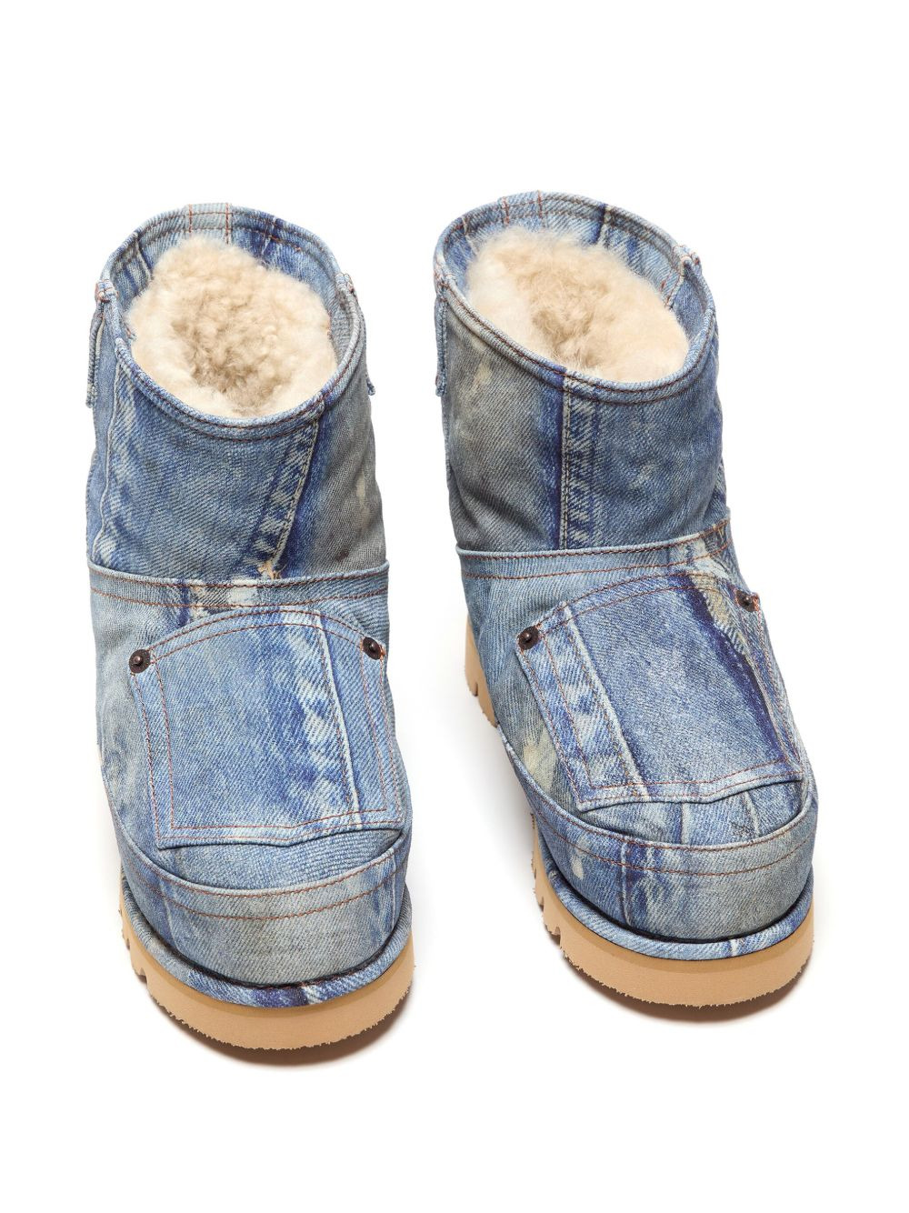 denim-print boots - 2