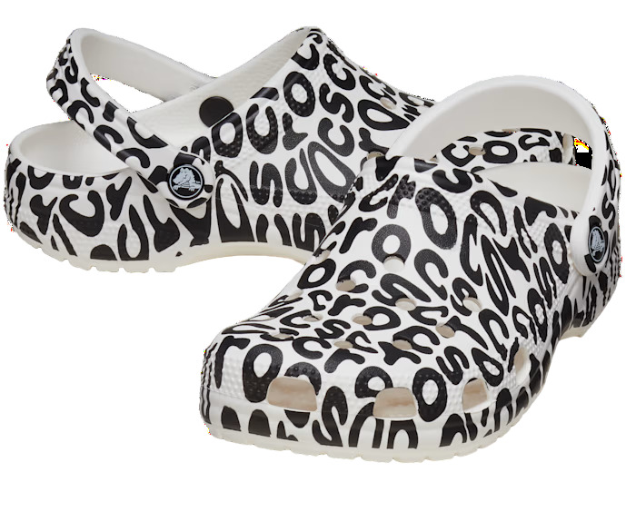 Crocs Classic Warped Logo Clogs 'White Black' 210805-100 - 3