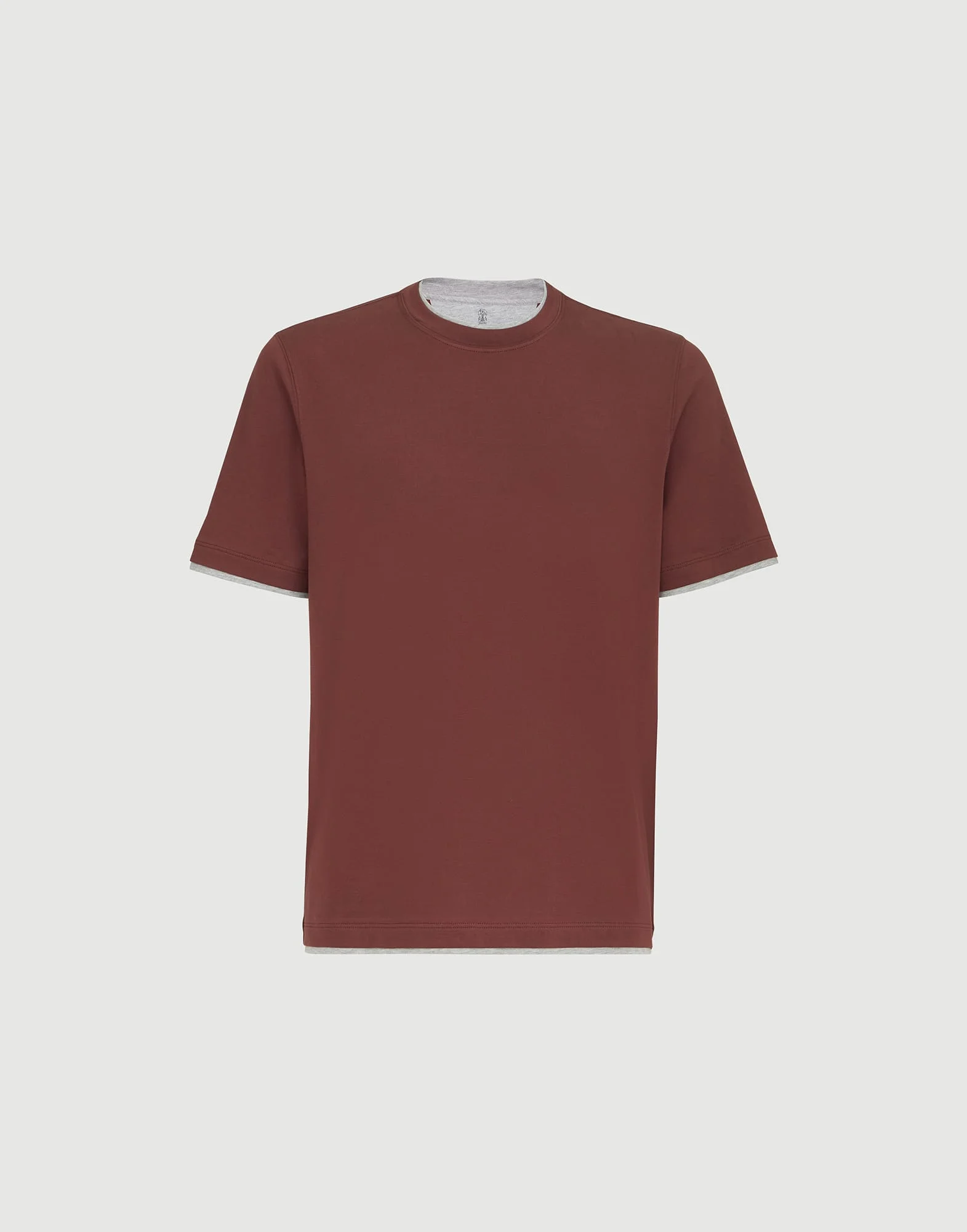 Cotton jersey crew neck T-shirt with faux-layering - 1