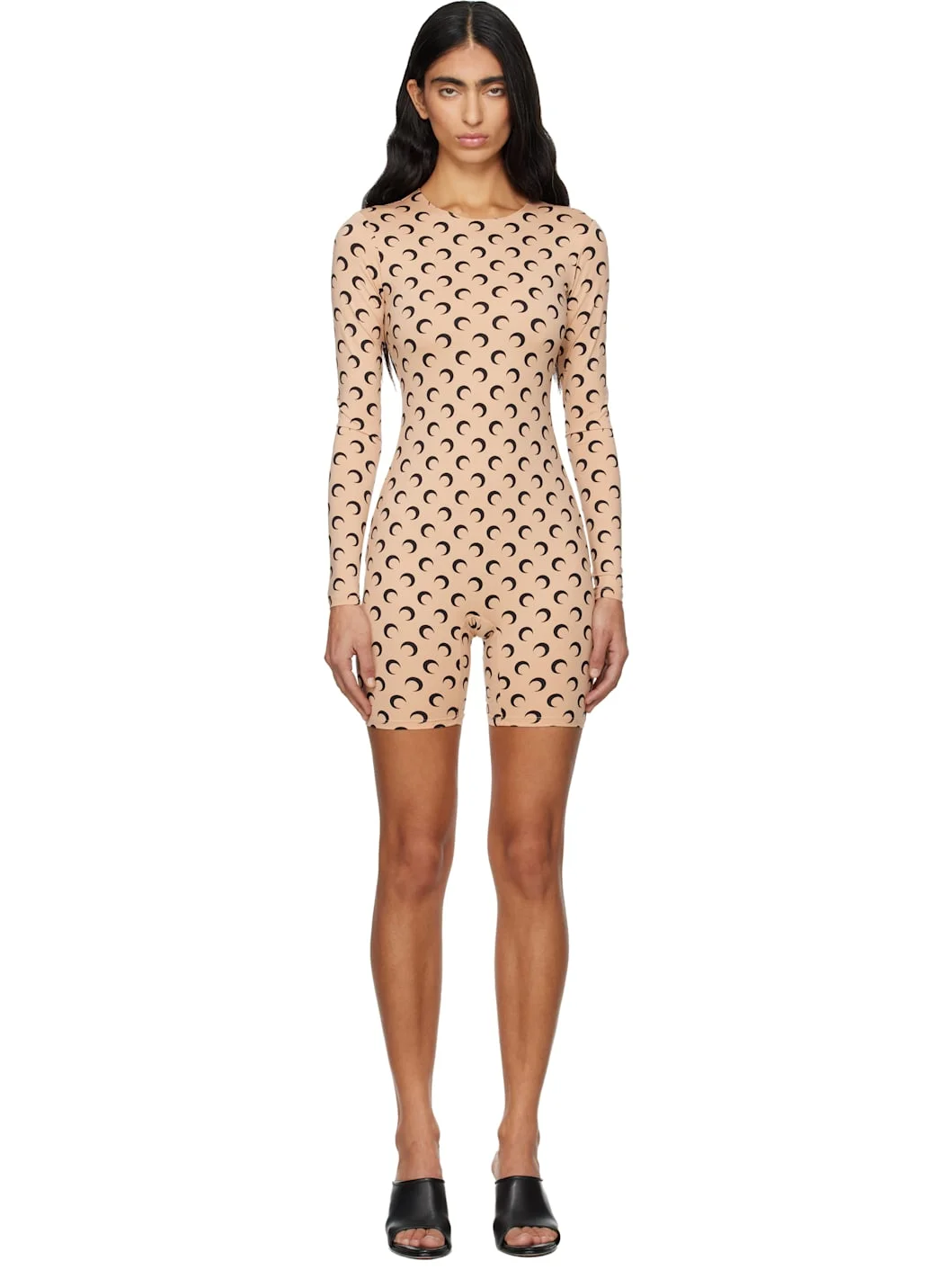 Beige Moon Printed Jersey Jumpsuit - 1