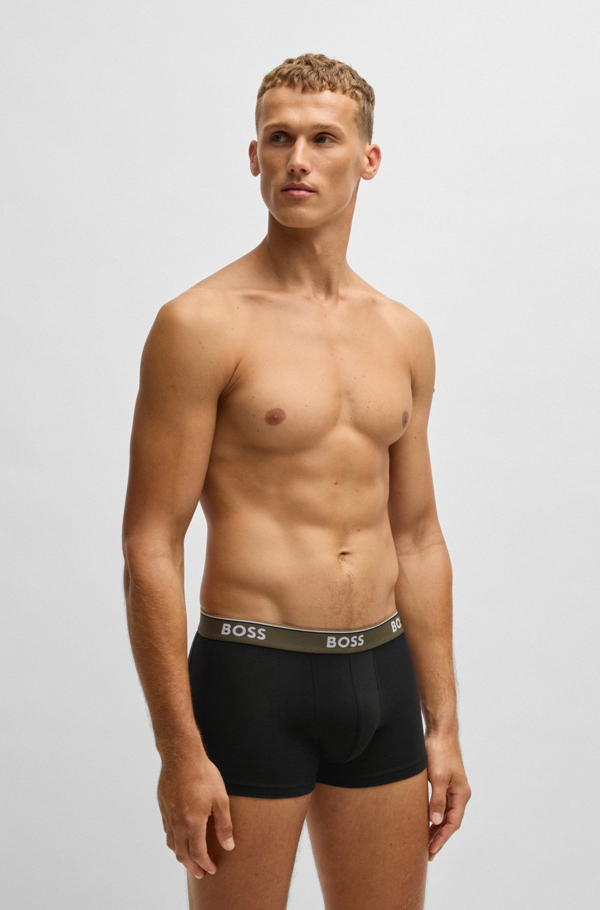 THREE-PACK OF STRETCH-COTTON TRUNKS WITH LOGO WAISTBAND - 7