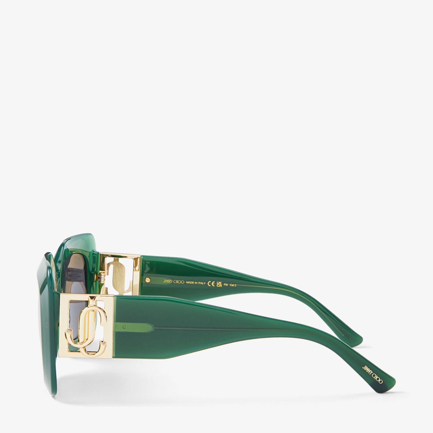 Gaya
Opal Green and Gold Square Frame Sunglasses with JC Emblem - 2