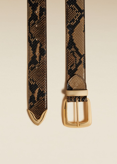 KHAITE The Bruno Belt in Brown Python-Embossed Leather with Gold outlook