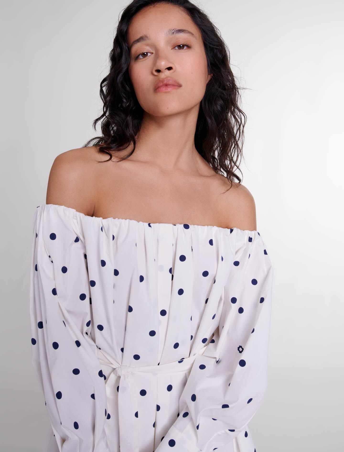 Shirt dress with bardot neckline - 5