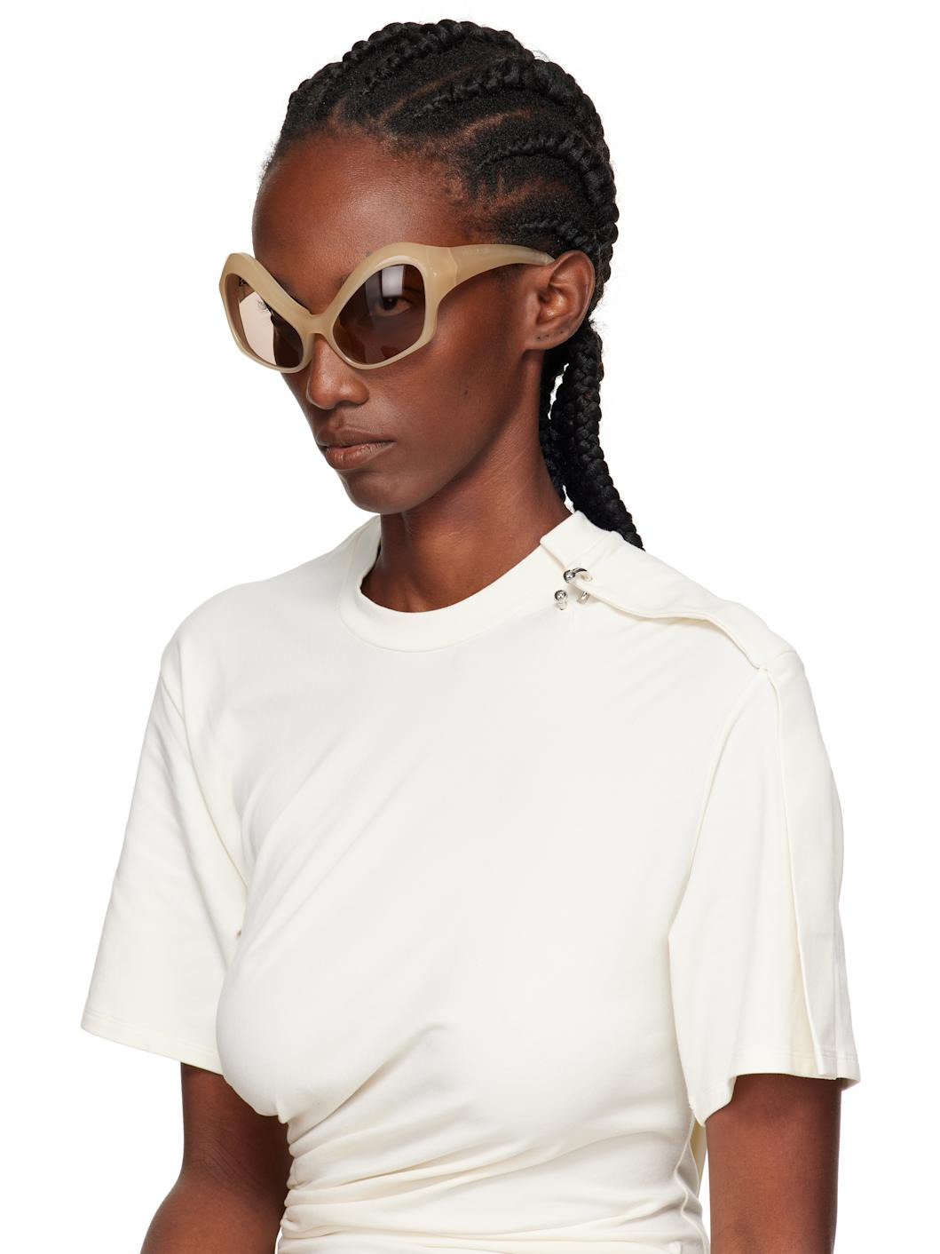 Beige Cat Eye Sunglasses - 4